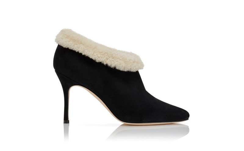 Black and Cream Suede Ankle Boots 1