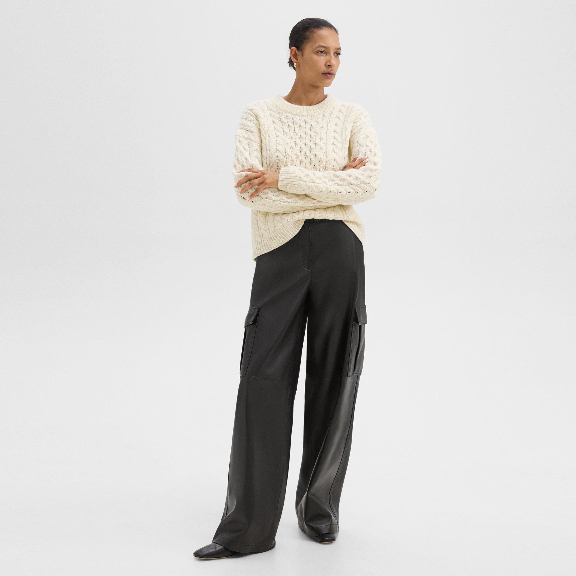 Wide-Leg Cargo Pant in Leather - 2