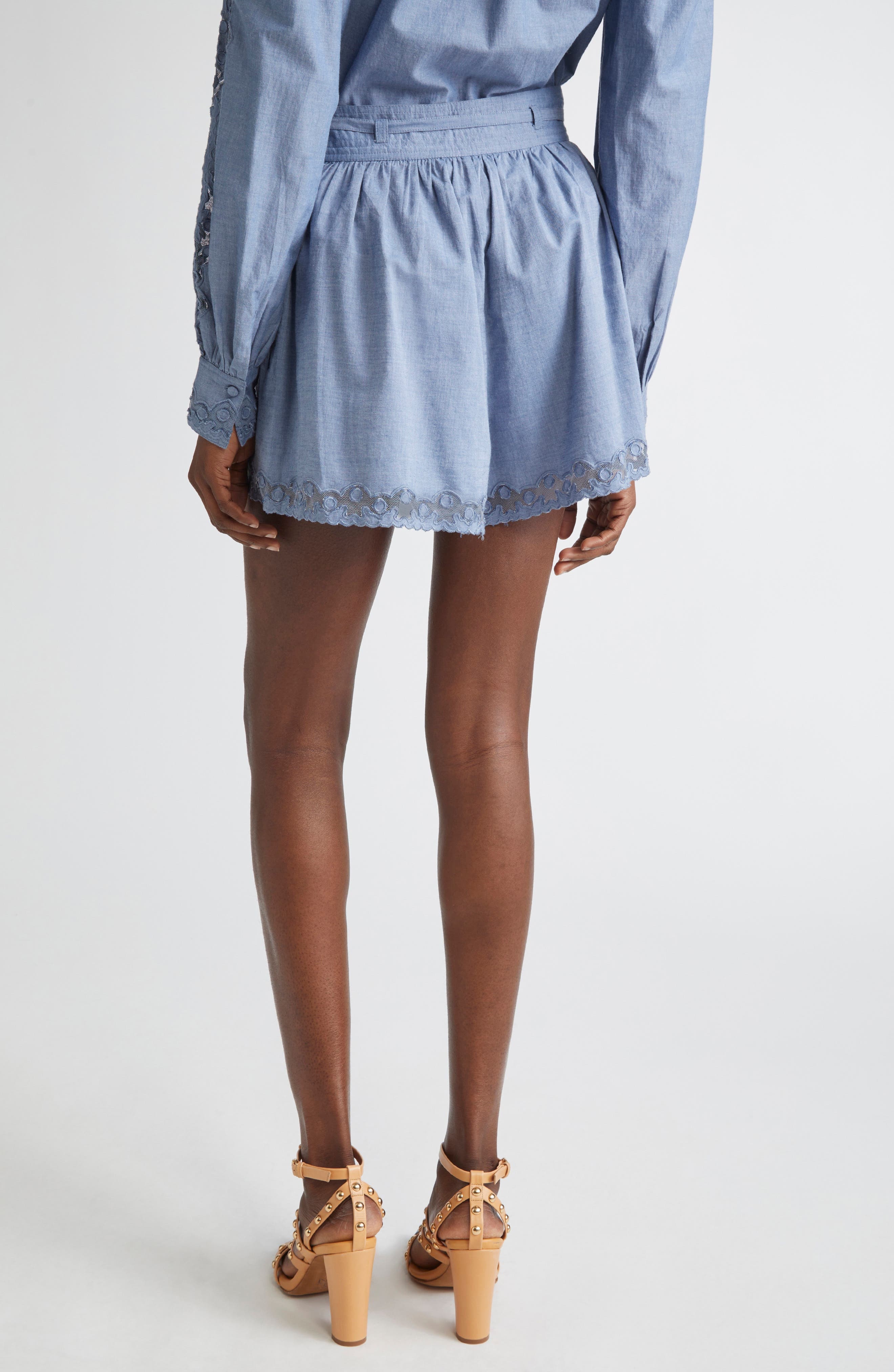 Ulla Johnson Elowen Tie Waist Chambray Shorts at Nordstrom - 3