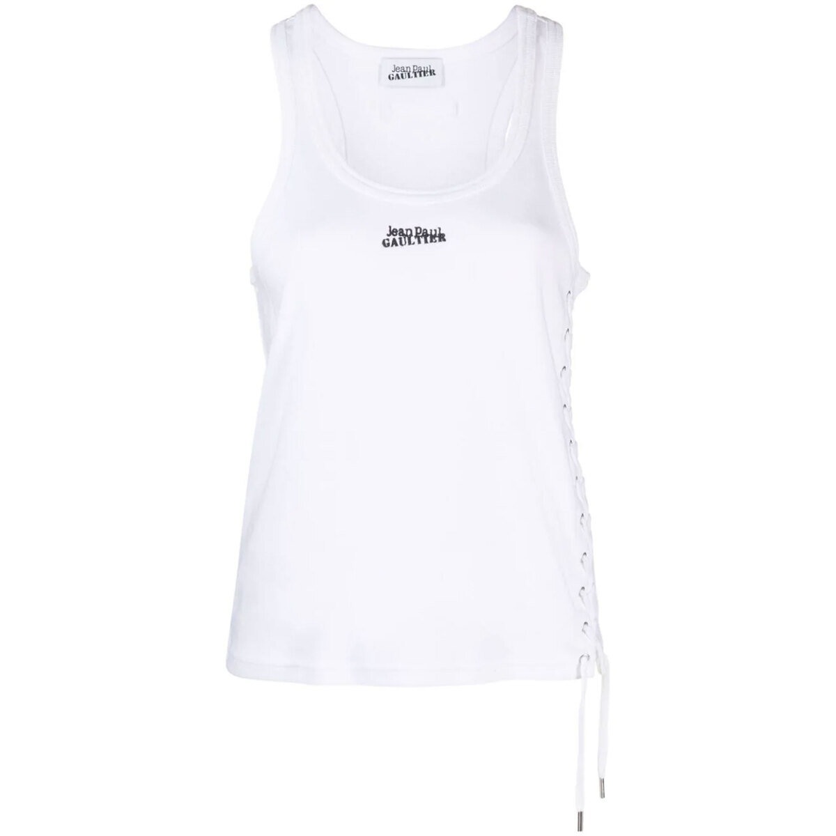 Jean Paul Gaultier Laced Tank Top in White | hervia | REVERSIBLE