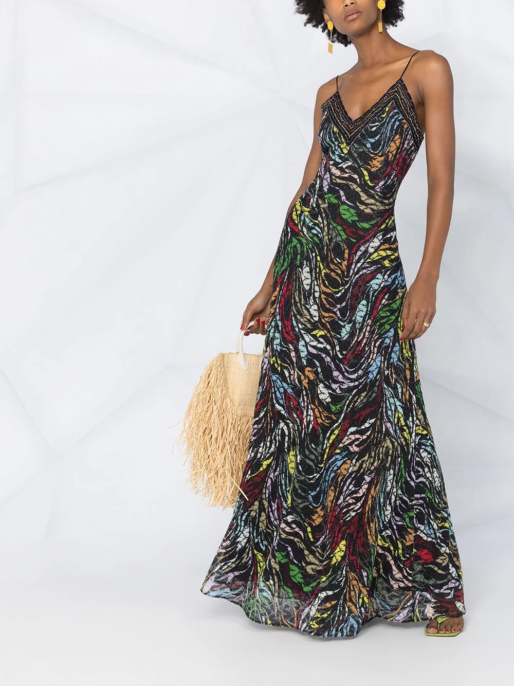 abstract-print knitted maxi dress - 2