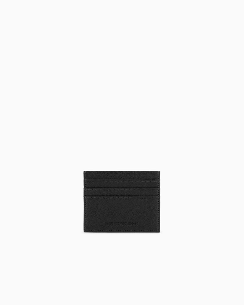 EMPORIO ARMANI Tumbled leather card holder outlook