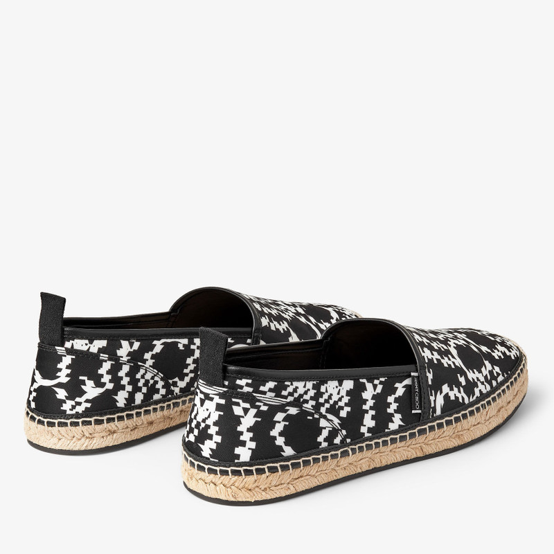 JIMMY CHOO Egon
Black and White Nylon Espadrilles with Distorted Jimmy Choo Print outlook