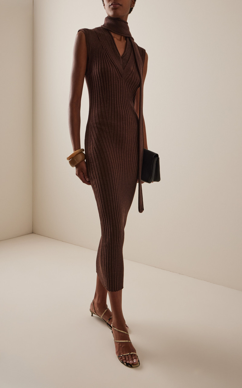 AISLING CAMPS Wool Scarf Dress brown outlook