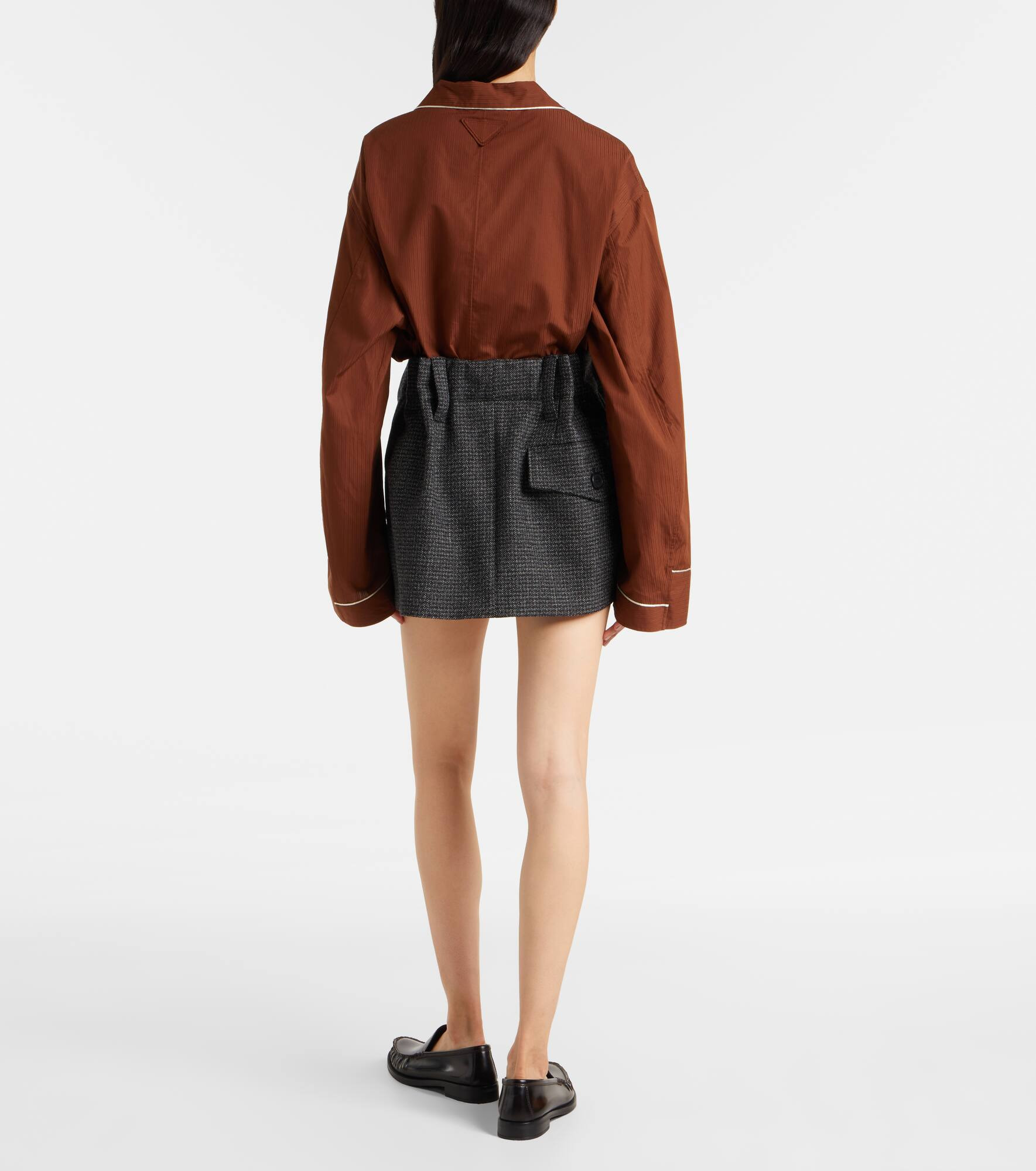Herringbone virgin wool miniskirt - 3