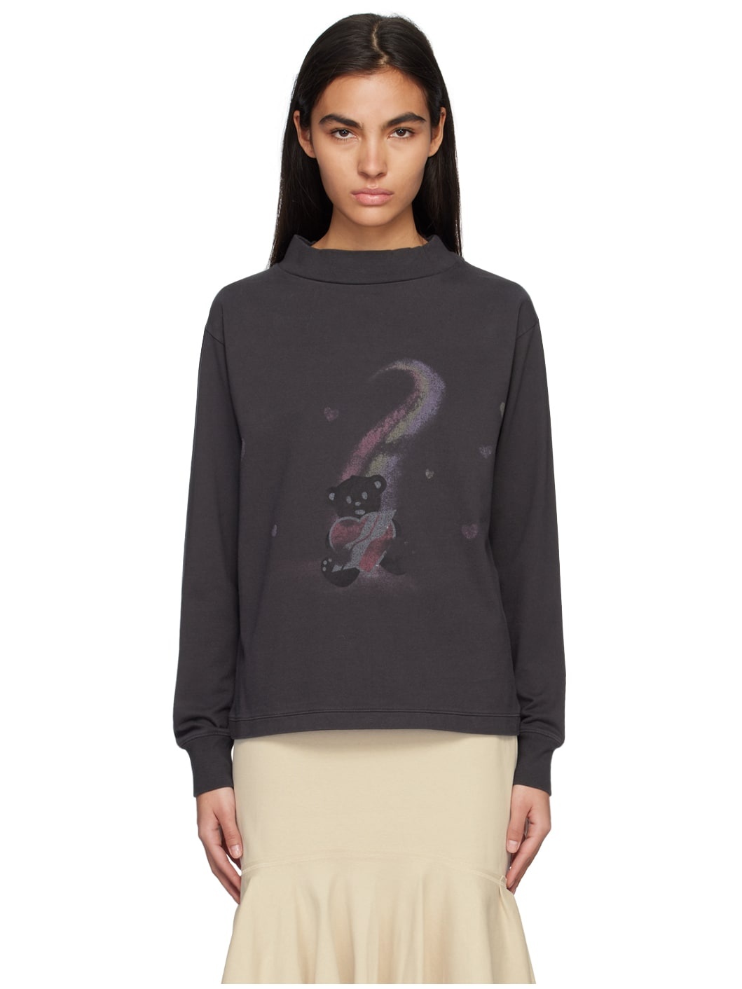 Gray Teddy Bear Long Sleeve T-Shirt - 1