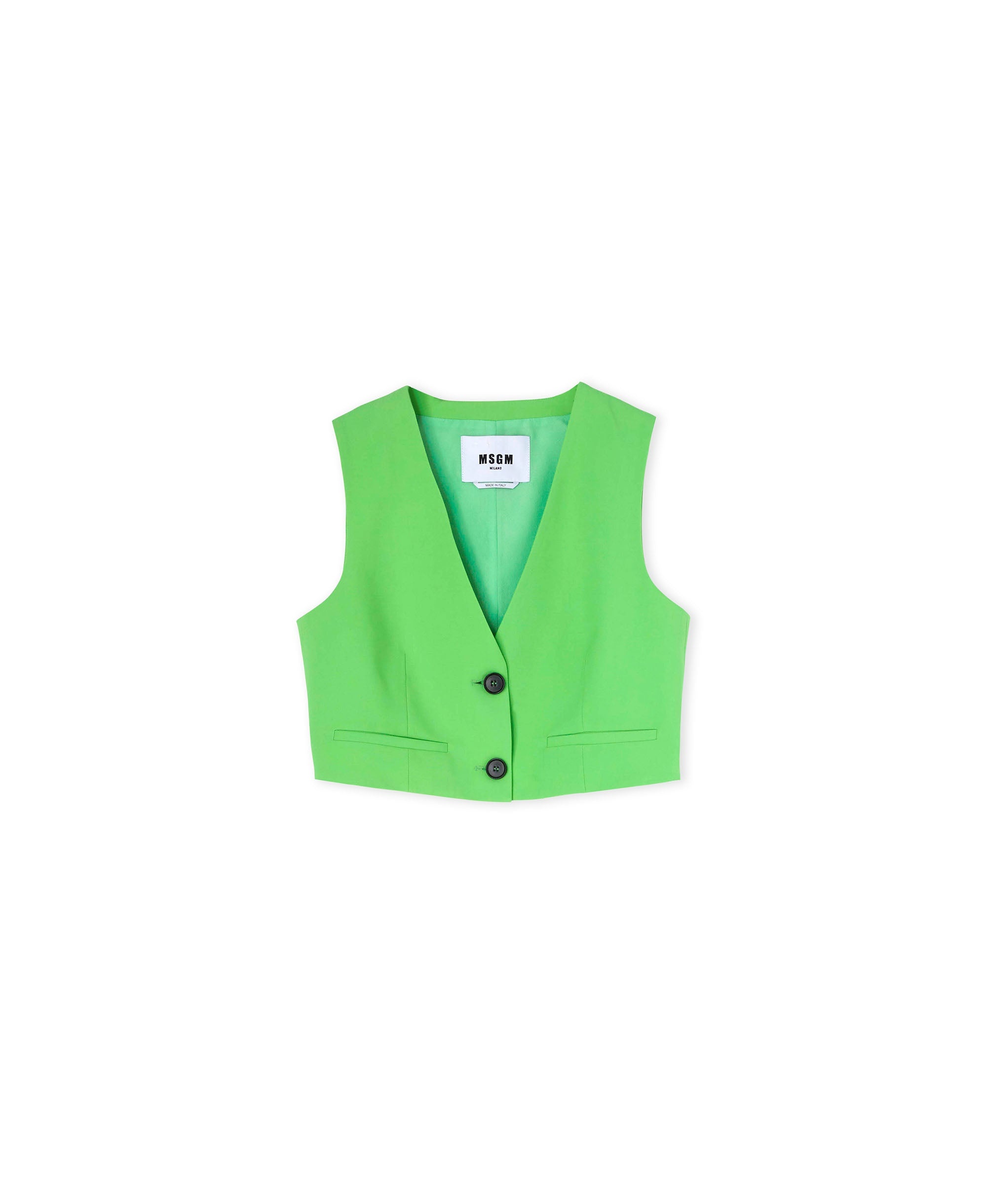 Solid color lightweight wool crop vest - 3