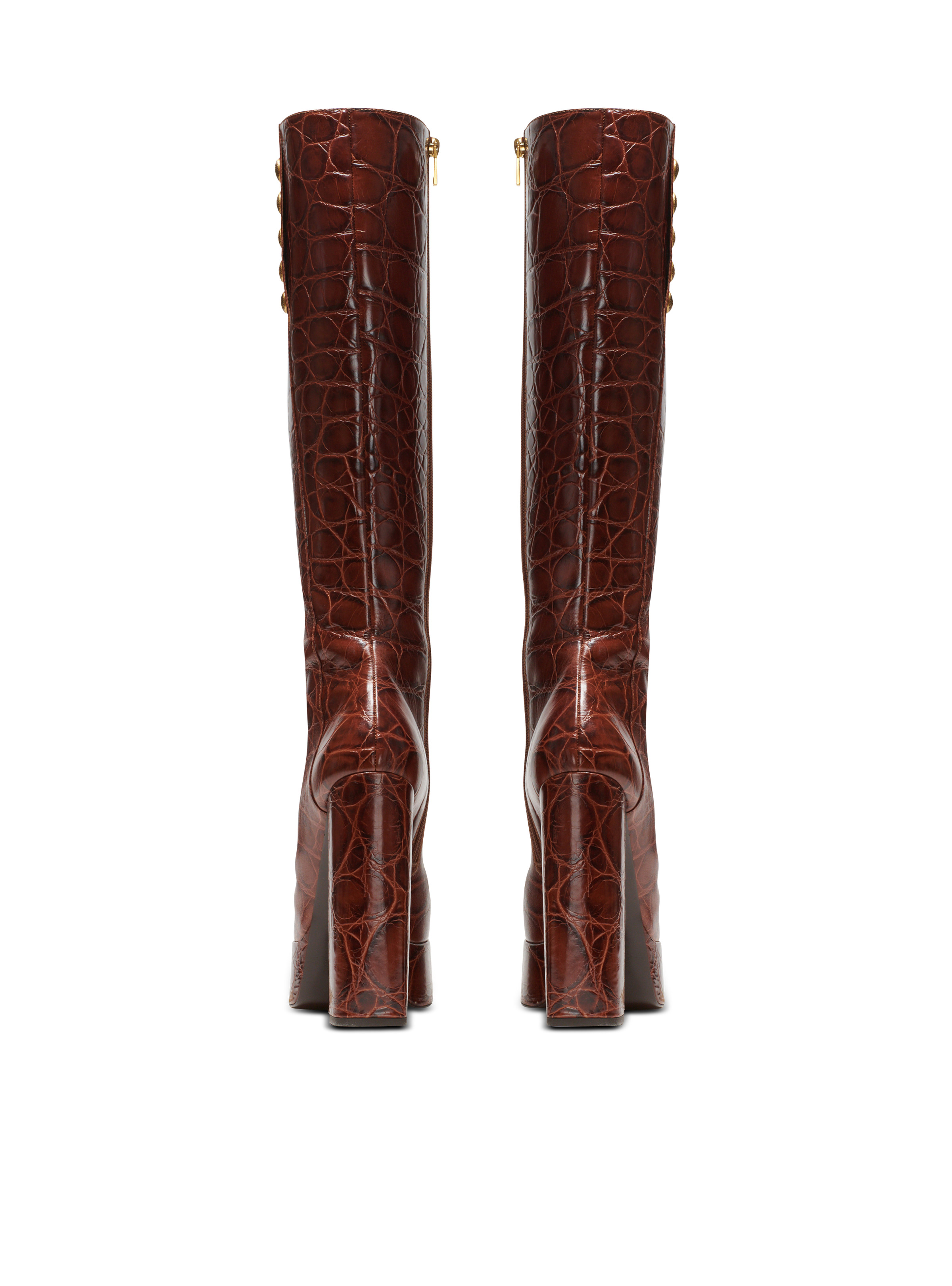 Brune crocodile-print leather boots - 3