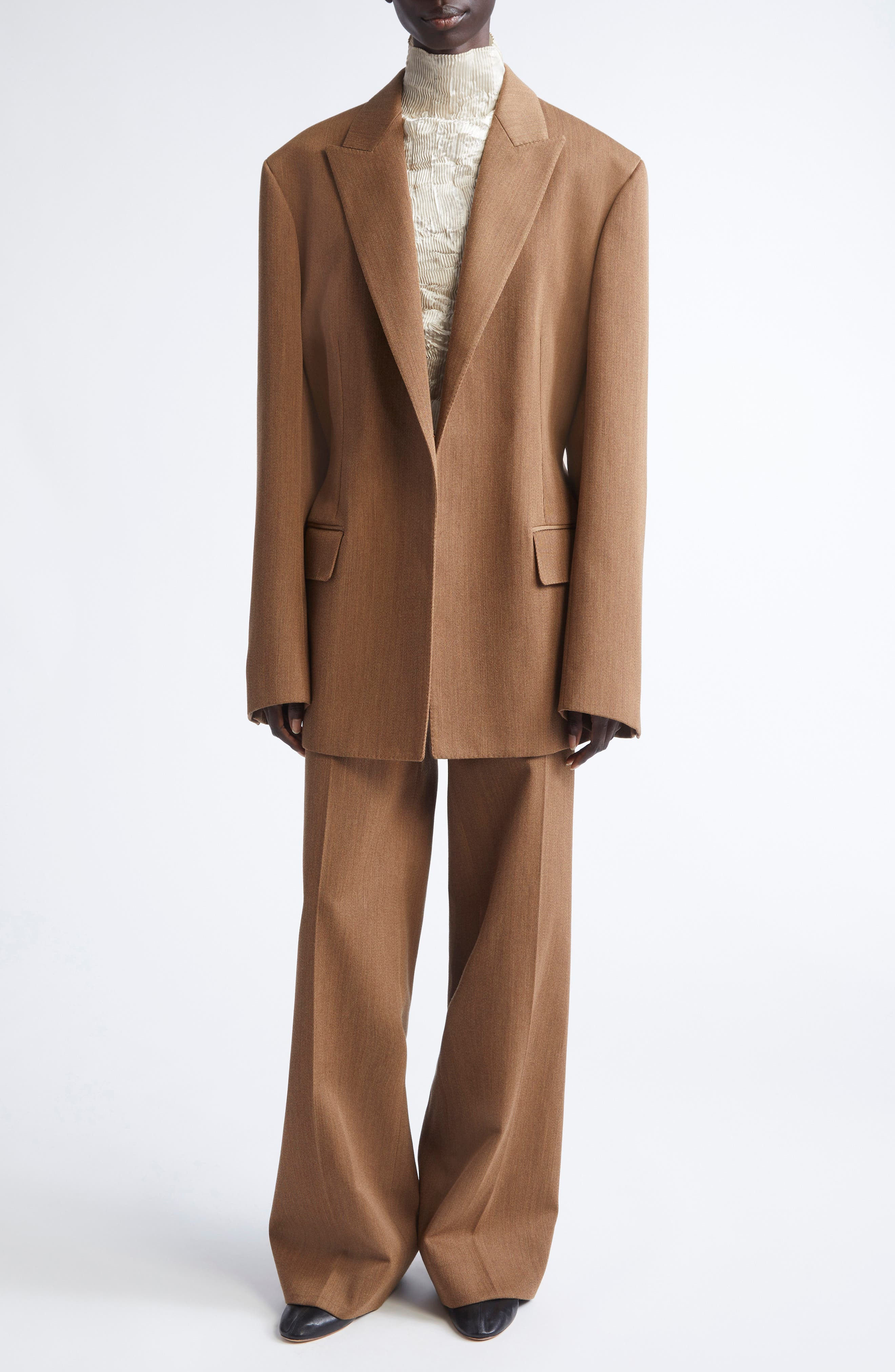 FFORME Malina Tailored Wool Blazer in Camel Melange at Nordstrom - 2