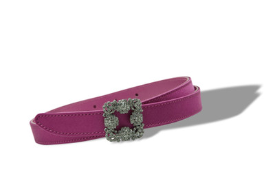 Manolo Blahnik Dark Fuchsia Satin Crystal Buckled Belt outlook