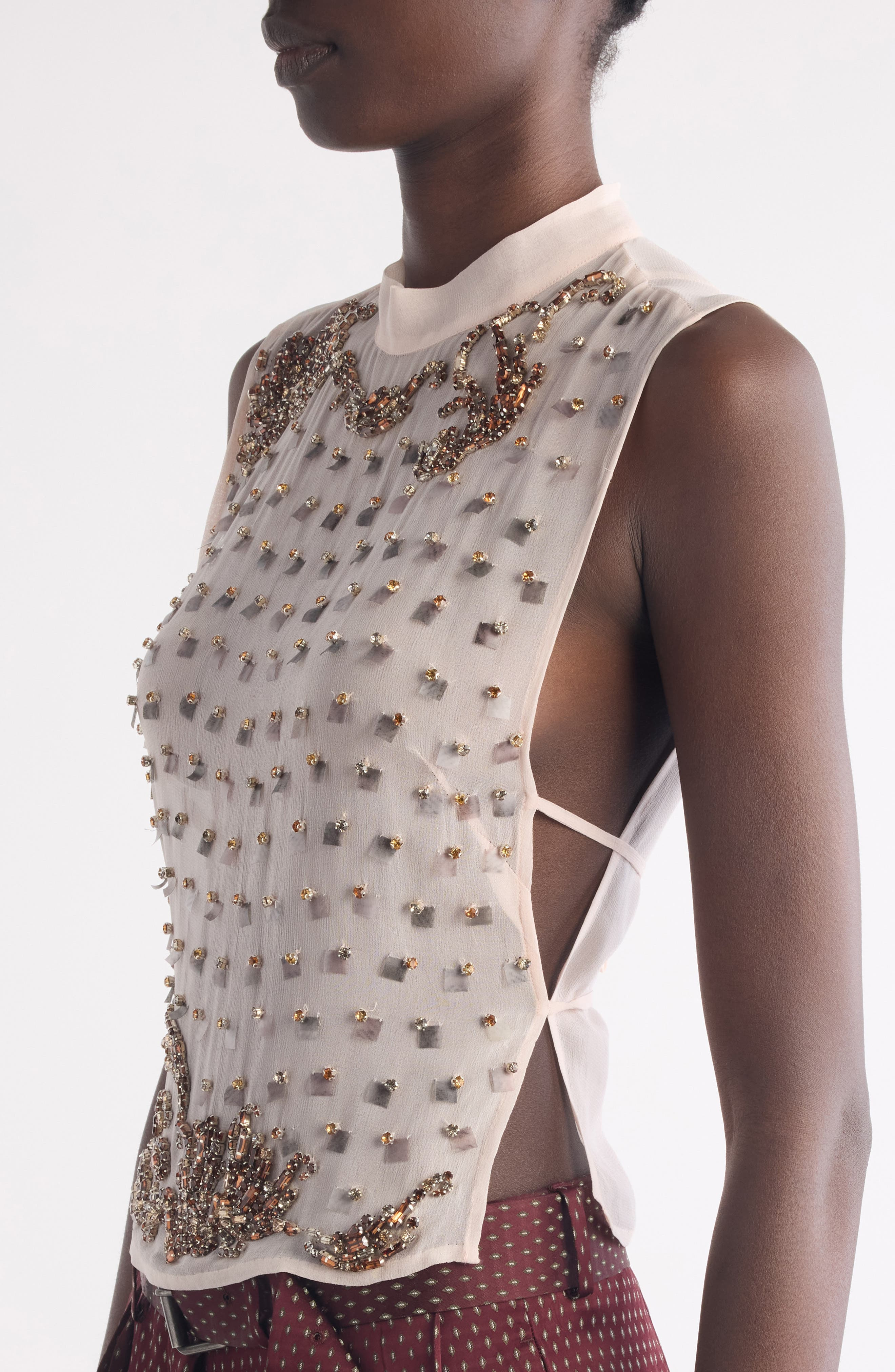 Dries Van Noten Carmasa Crystal Embellished Sleeveless Top in Blush at Nordstrom - 5