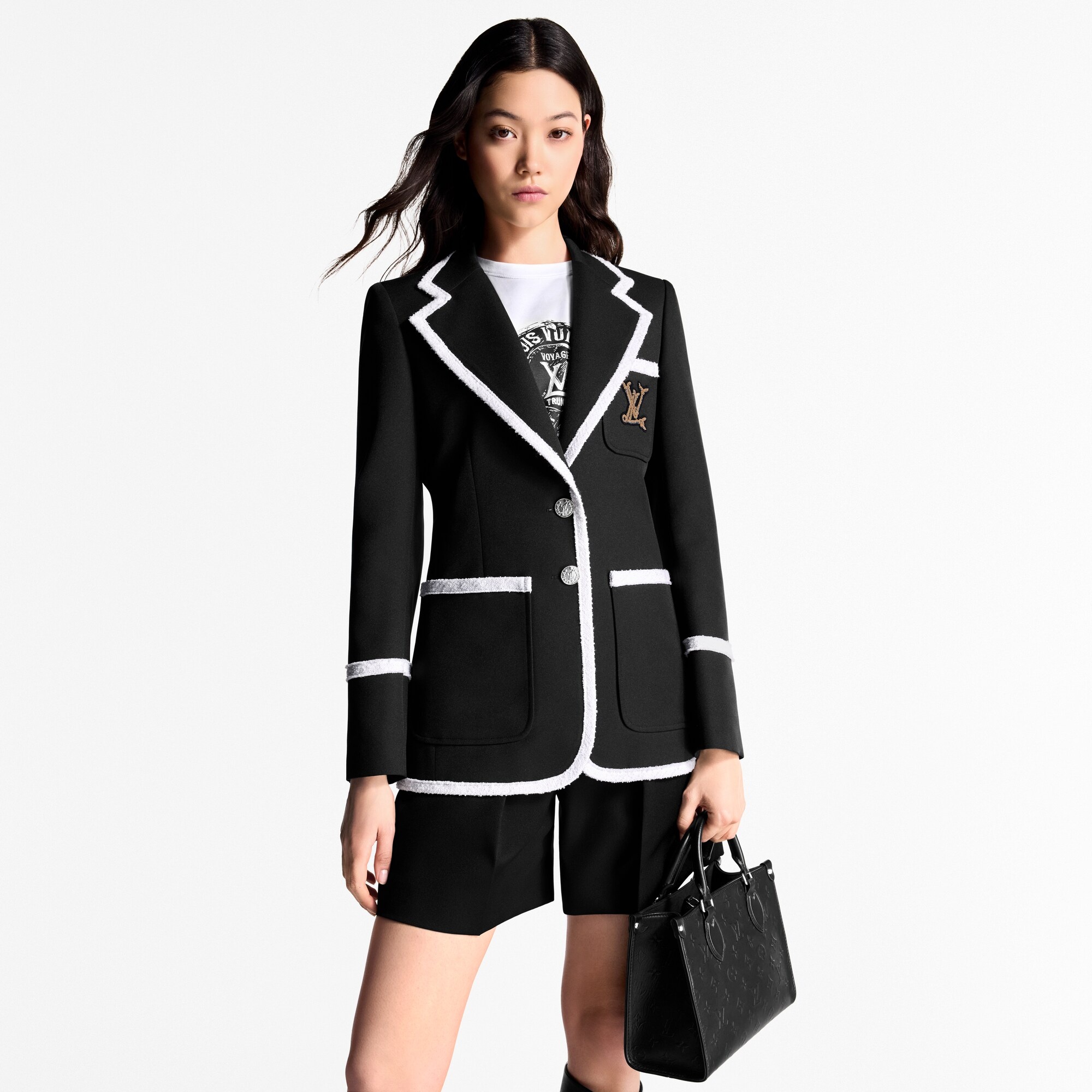 Tweed Trim Preppy Blazer - 2