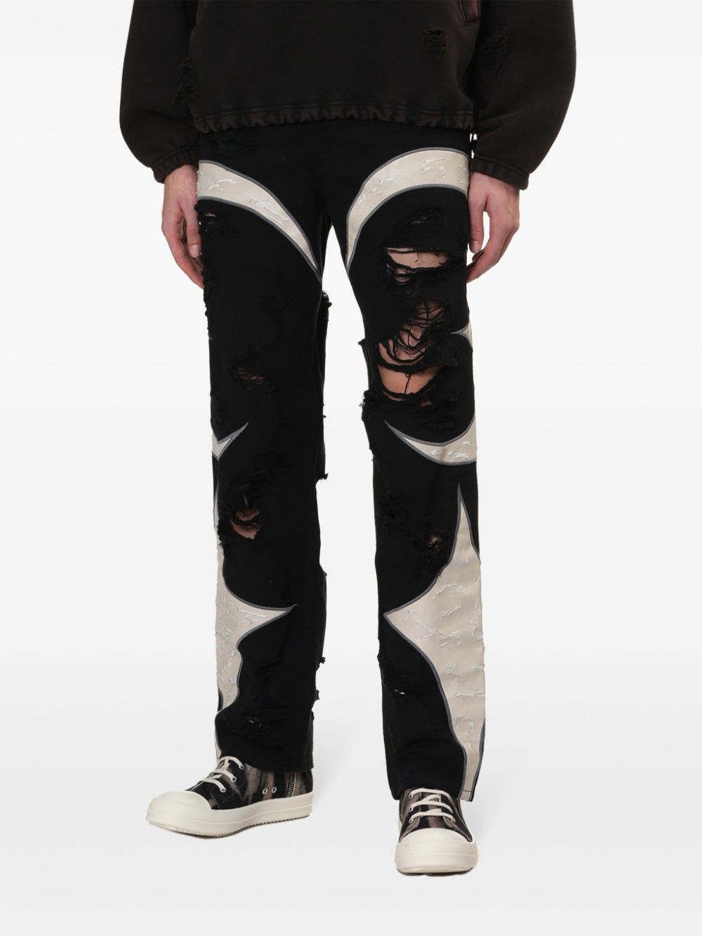ripped straight-leg trousers - 3