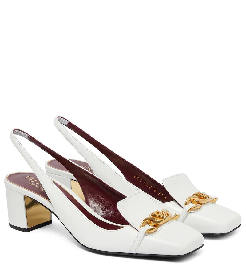 VLogo Chain leather slingback pumps 1