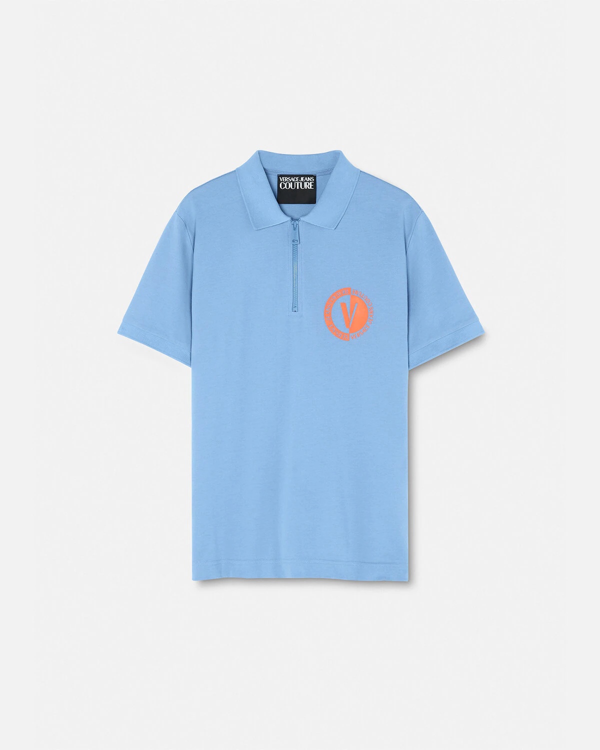 V-Emblem Short-Sleeved Zip Polo Shirt - 1