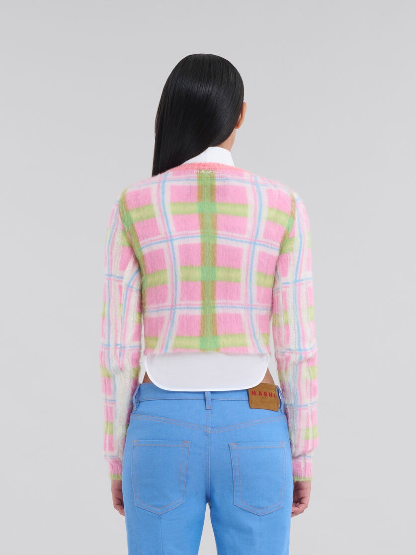 PINK AND GREEN CHECKED BRUSHED MOHAIR JUMPER - 3