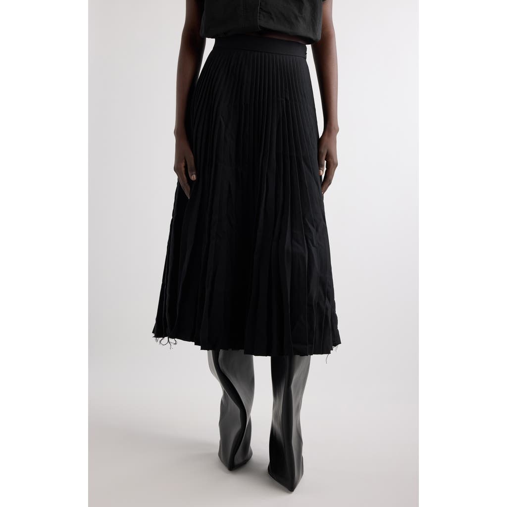 Balenciaga Pleated Wool Skirt in Black at Nordstrom - 1