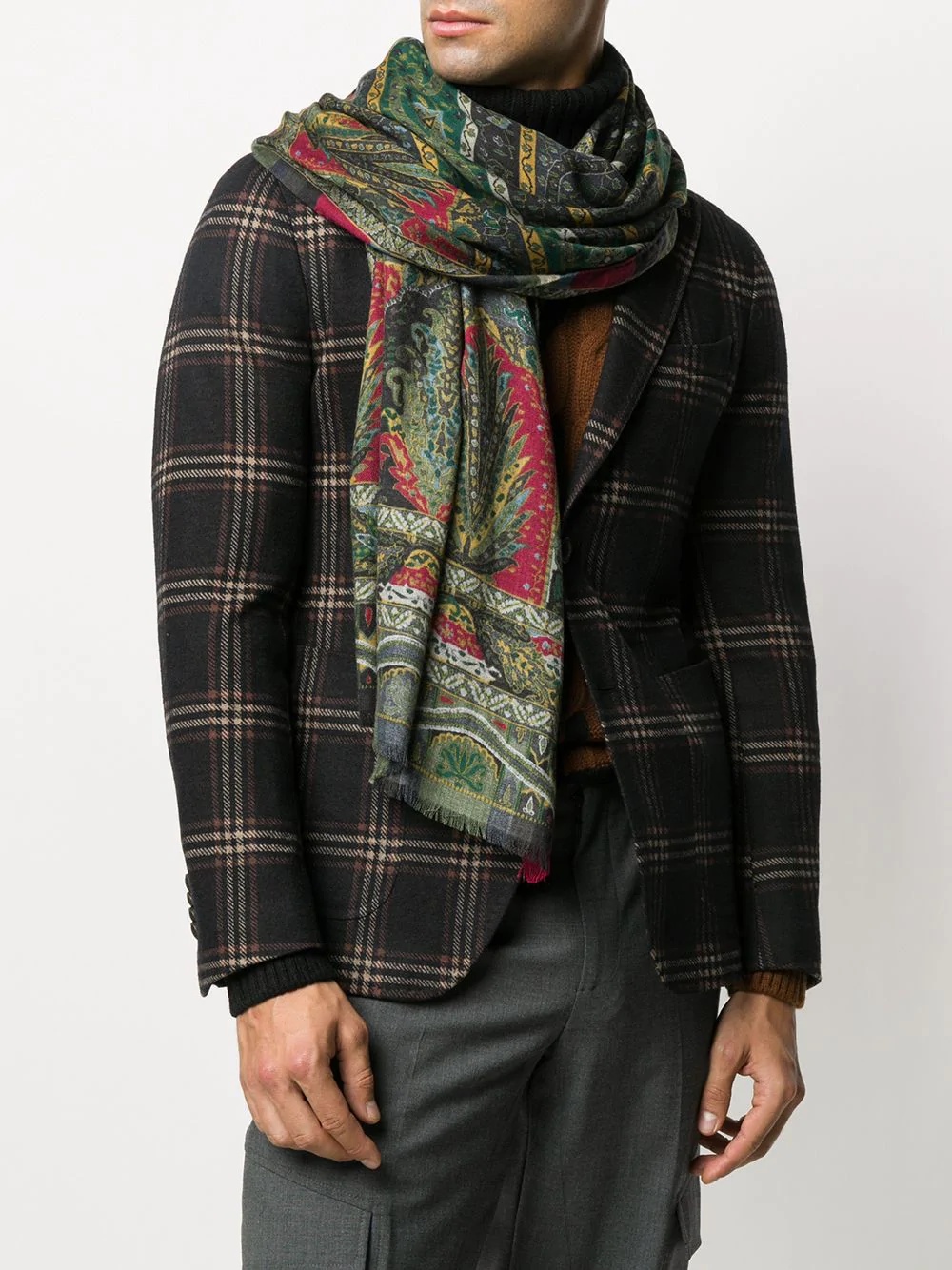 printed raw edge scarf - 2