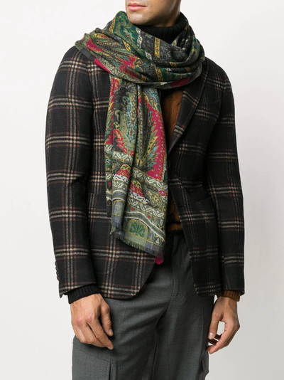 Etro printed raw edge scarf outlook