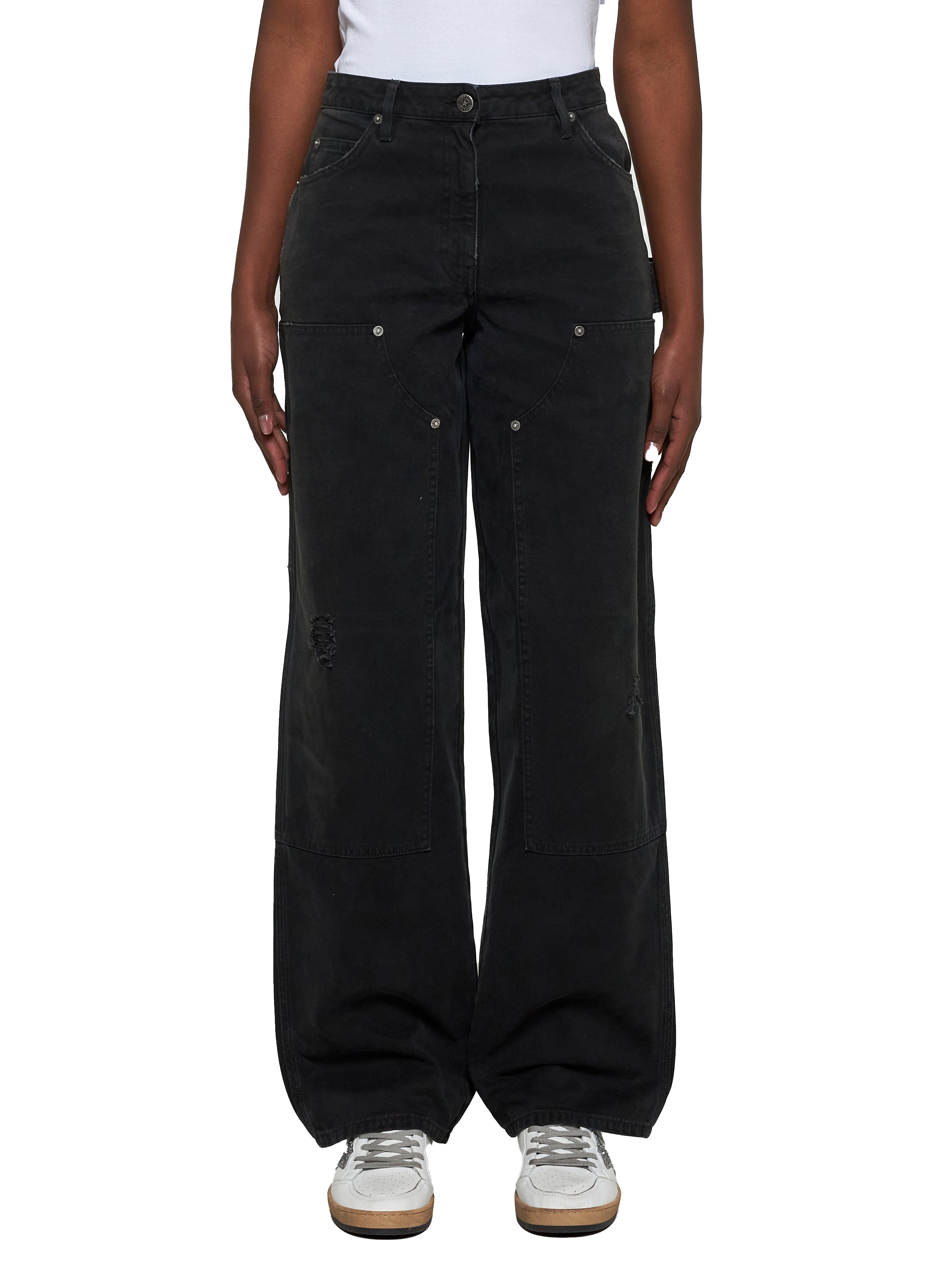 Black denim jeans with patches - 3