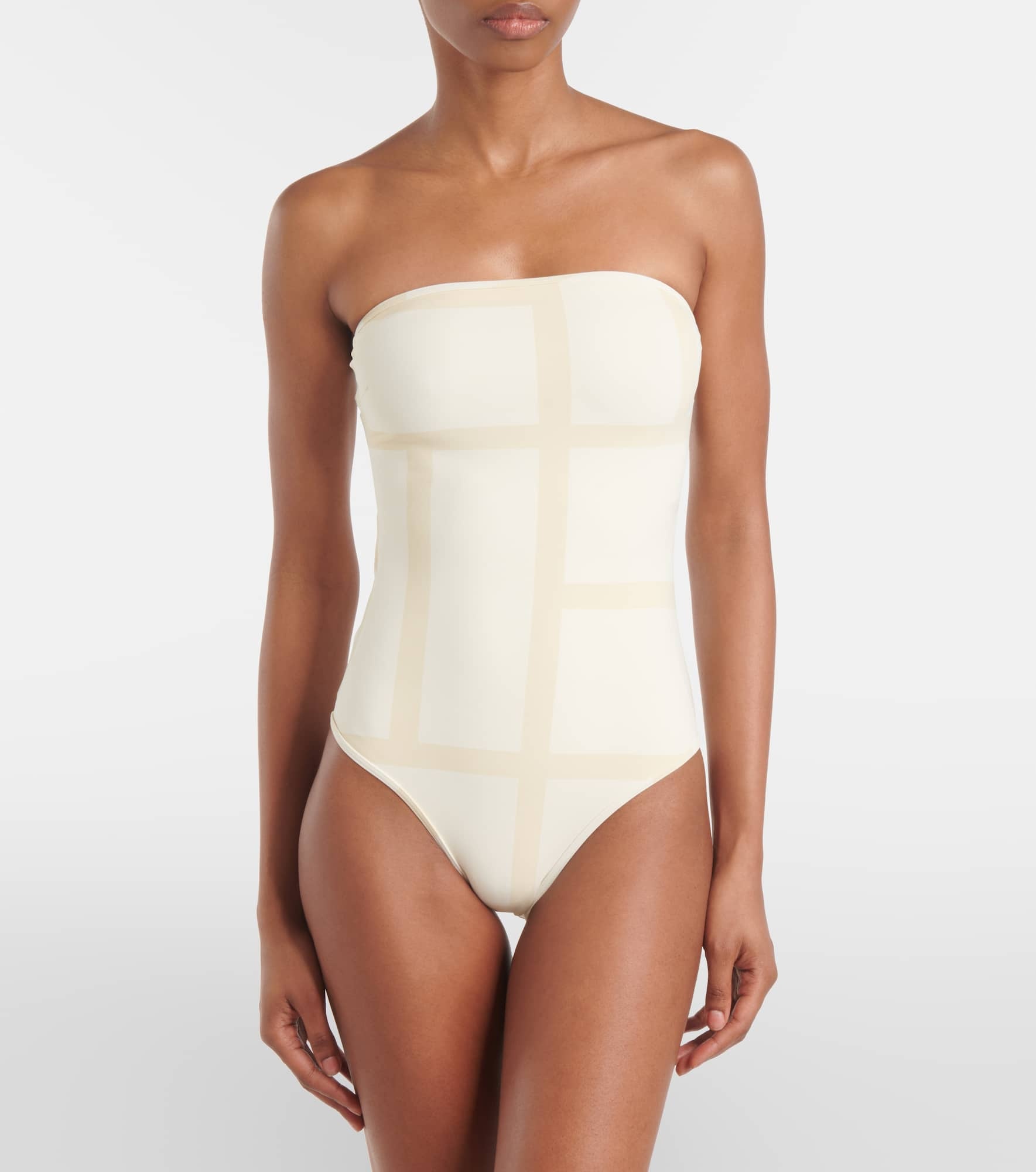 Monogram strapless jersey swimsuit - 2