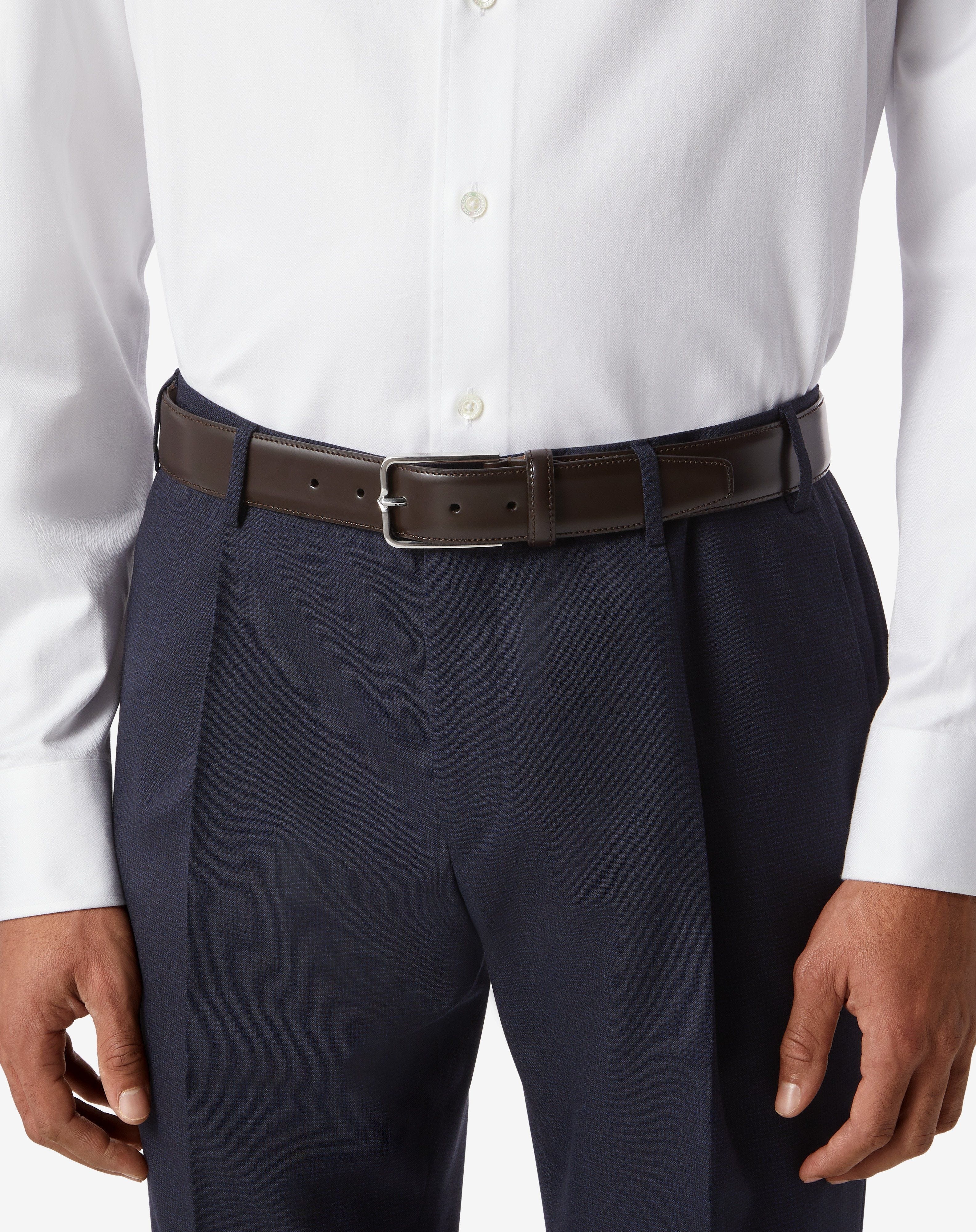 Brown leather belt with silver buckle - 3