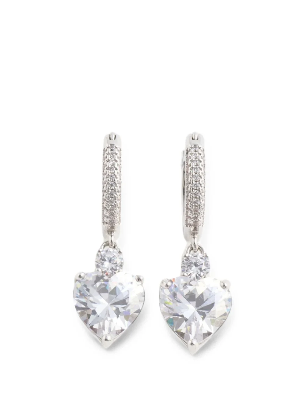crystal heart-pendant earrings - 1