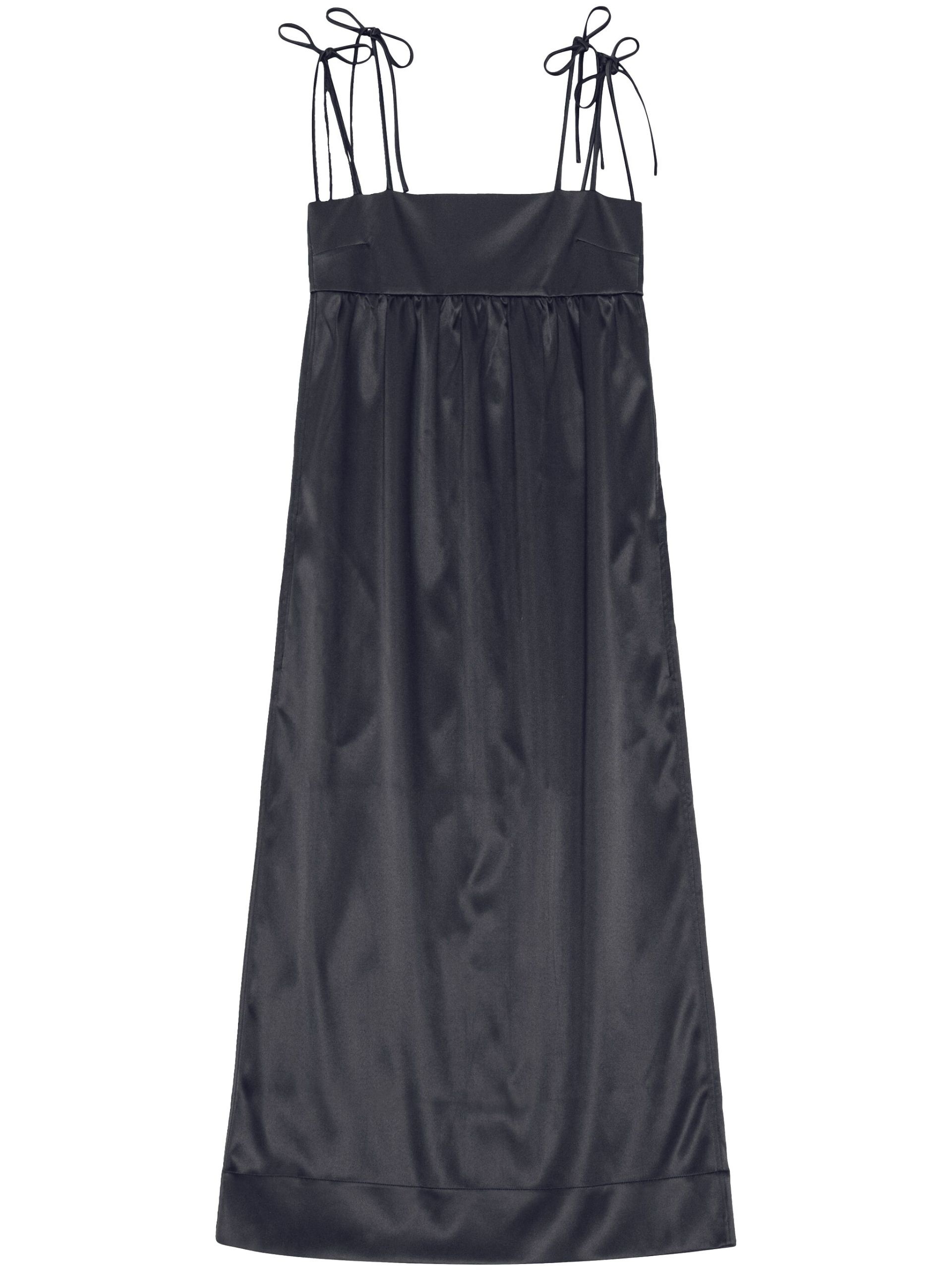 Black Tie-Shoulder Maxi Dress - 1