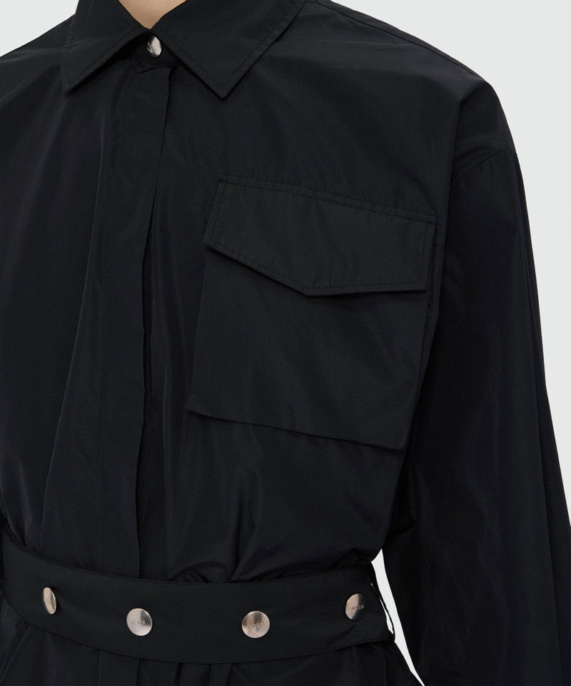 Black taffeta chemisier with removable belt and metal buttons 5