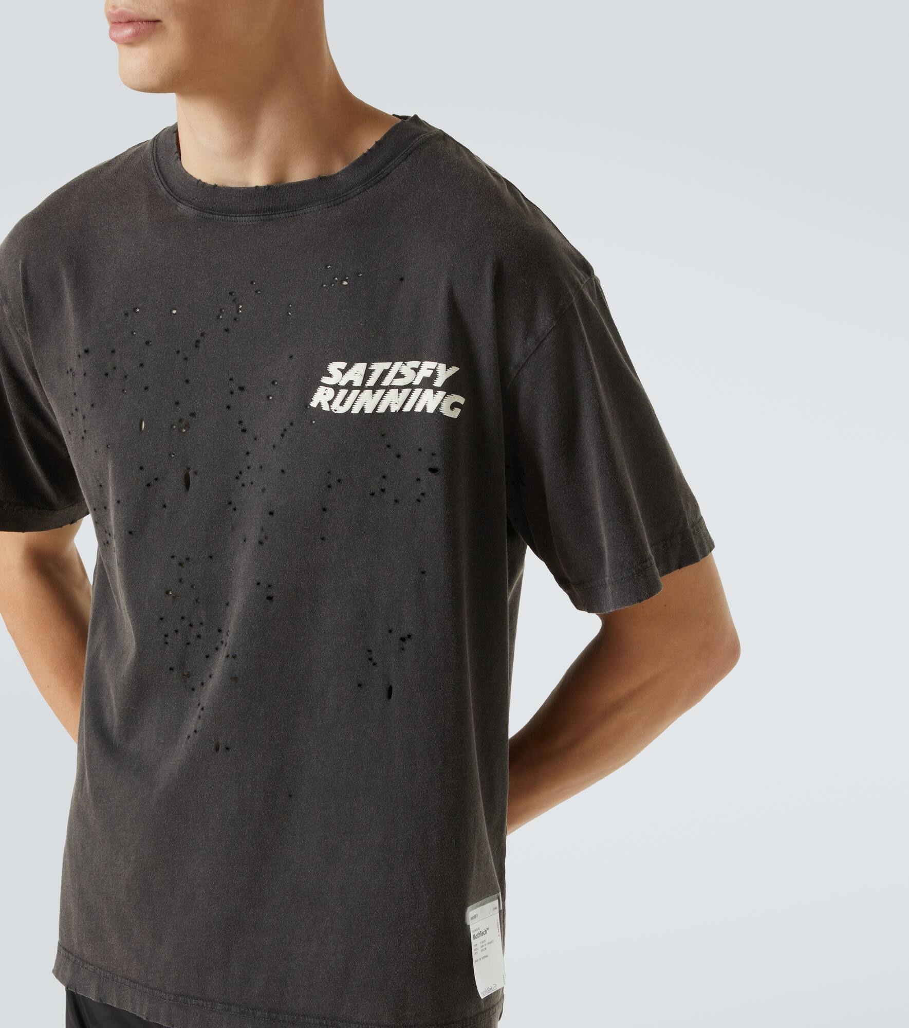 Distressed logo cotton jersey T-shirt - 5