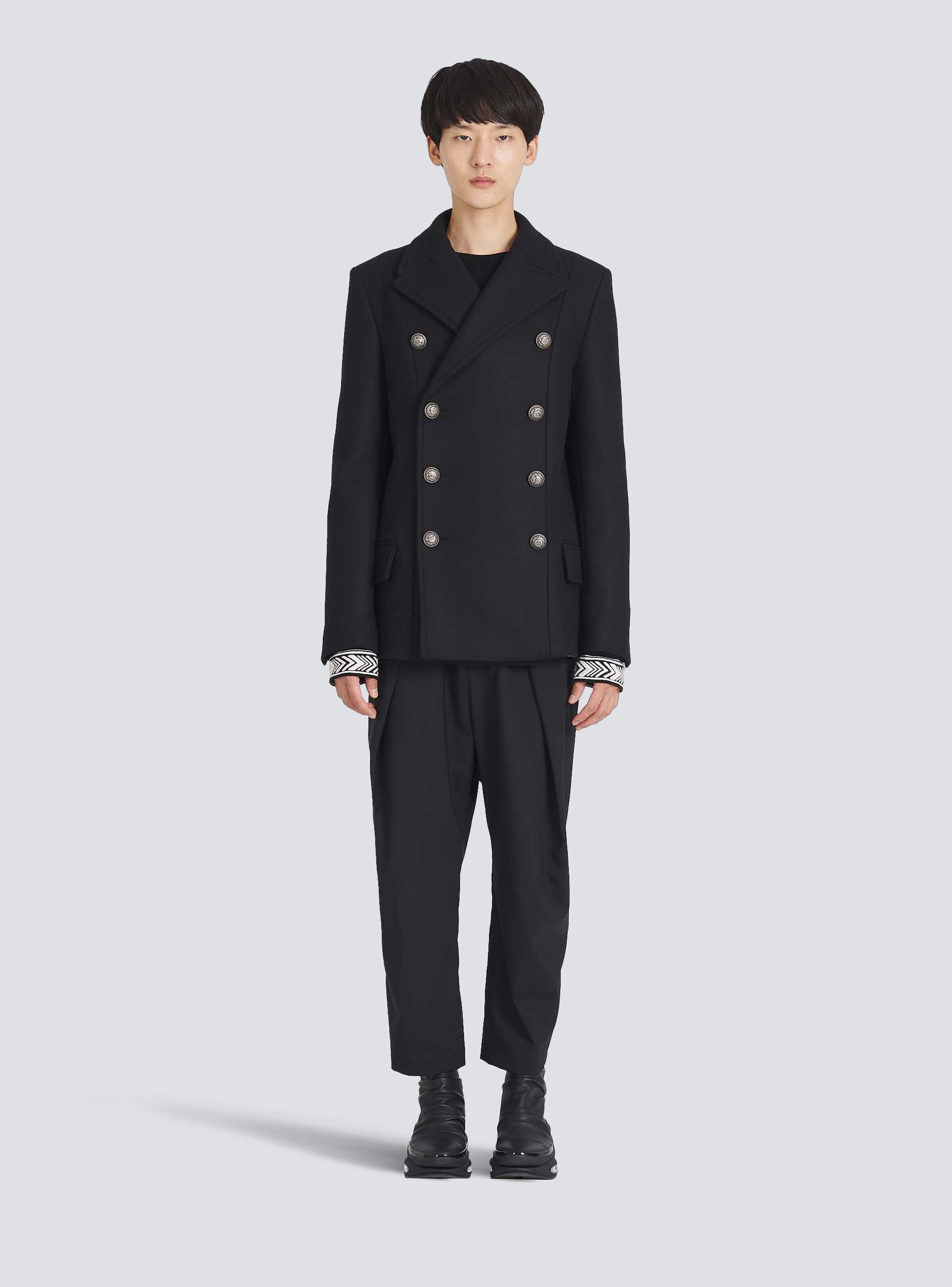 Wool pea coat with double-breasted silver-tone buttoned fastening - 4
