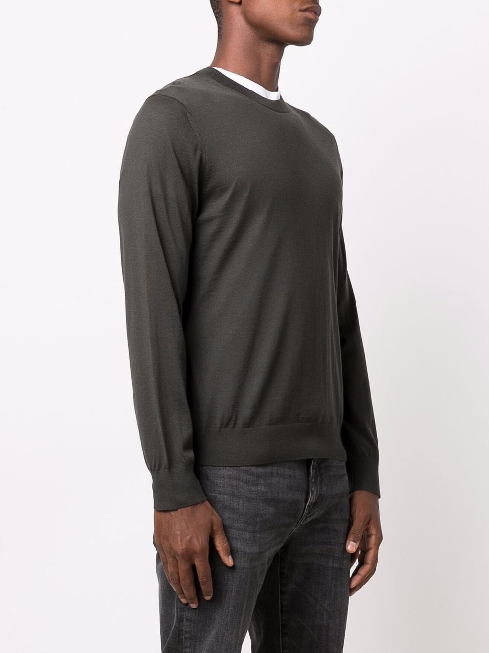 fine knit round neck jumper - 3