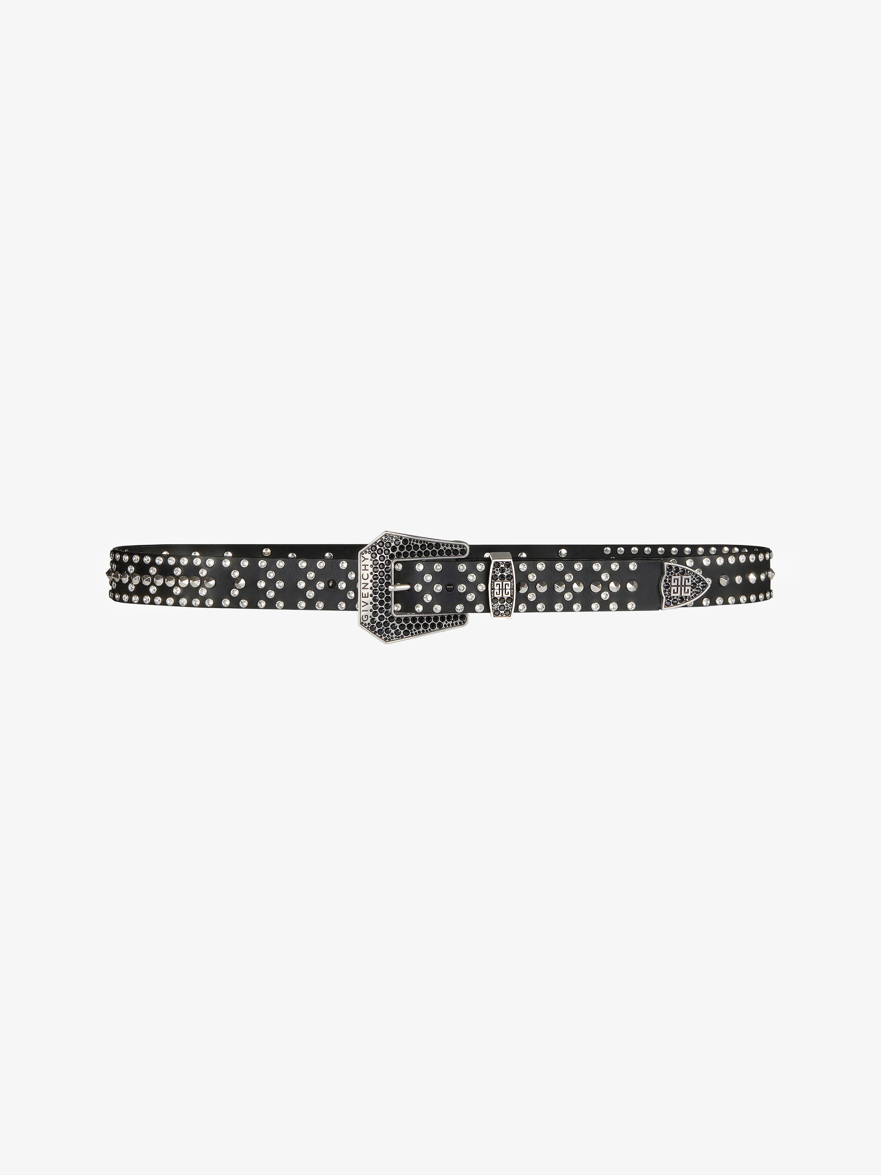 BELT IN LEATHER WITH STUDS AND CRYSTALS - 1