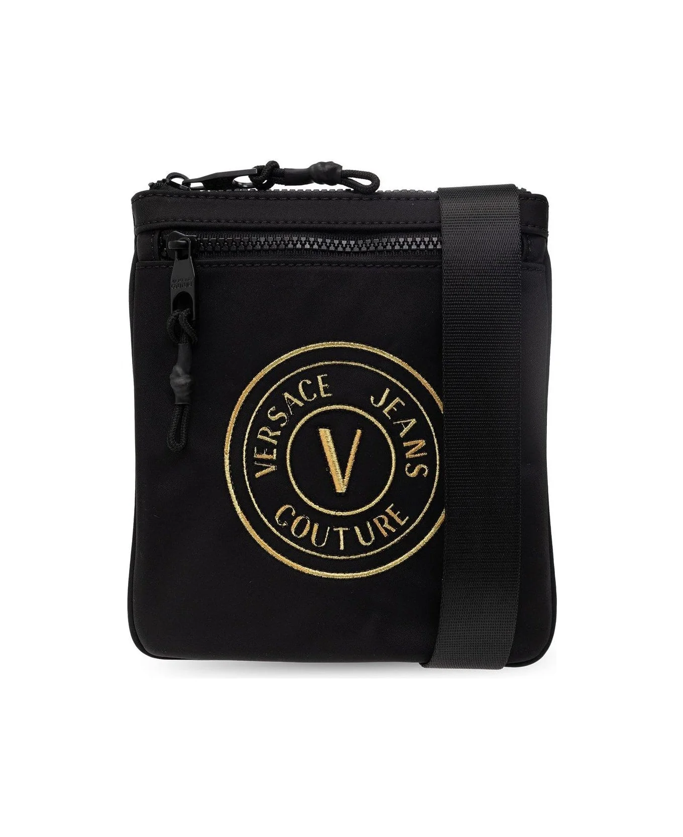 Logo Embroidered Zipped Messenger Bag - 1