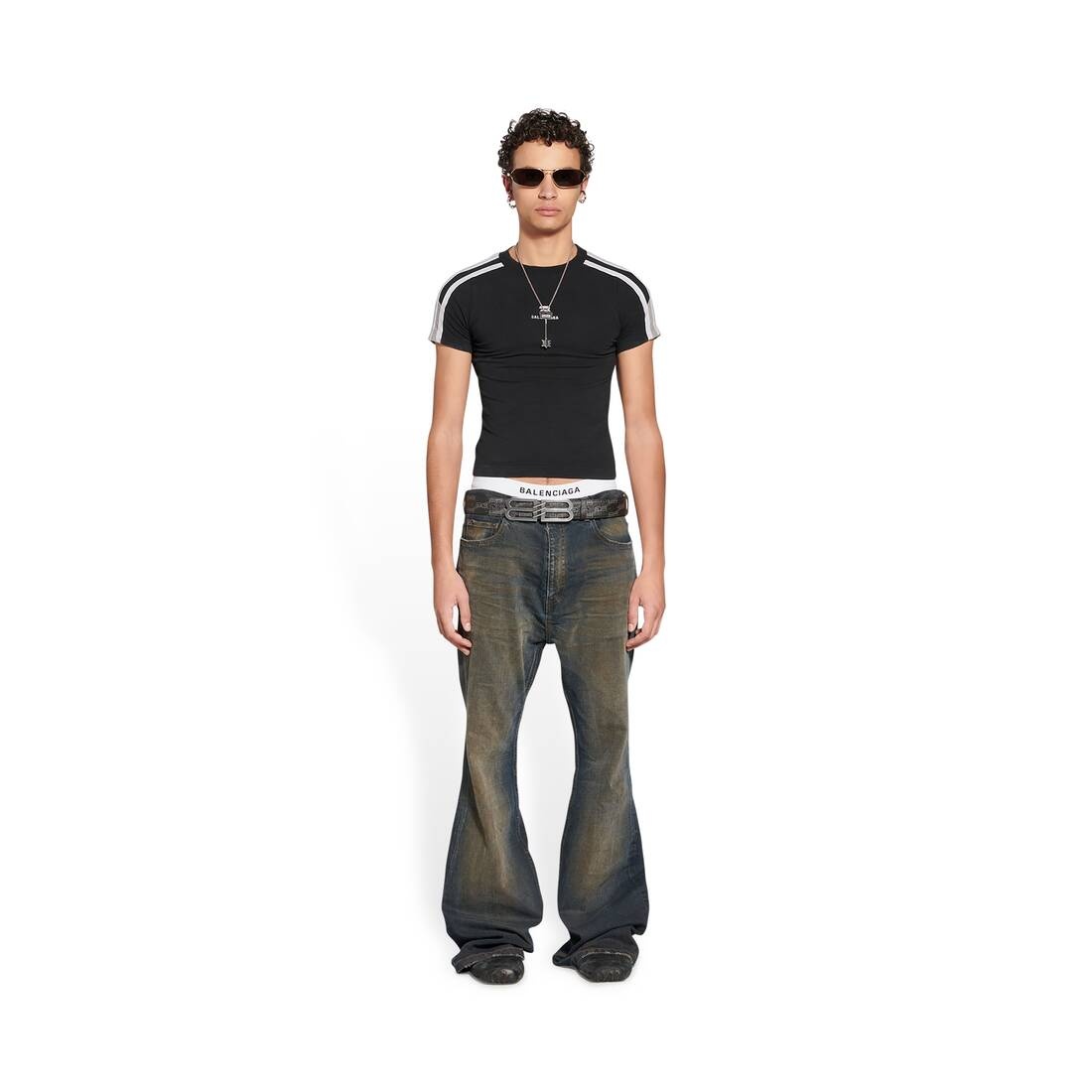 Flared Pants in Navy Blue - 2