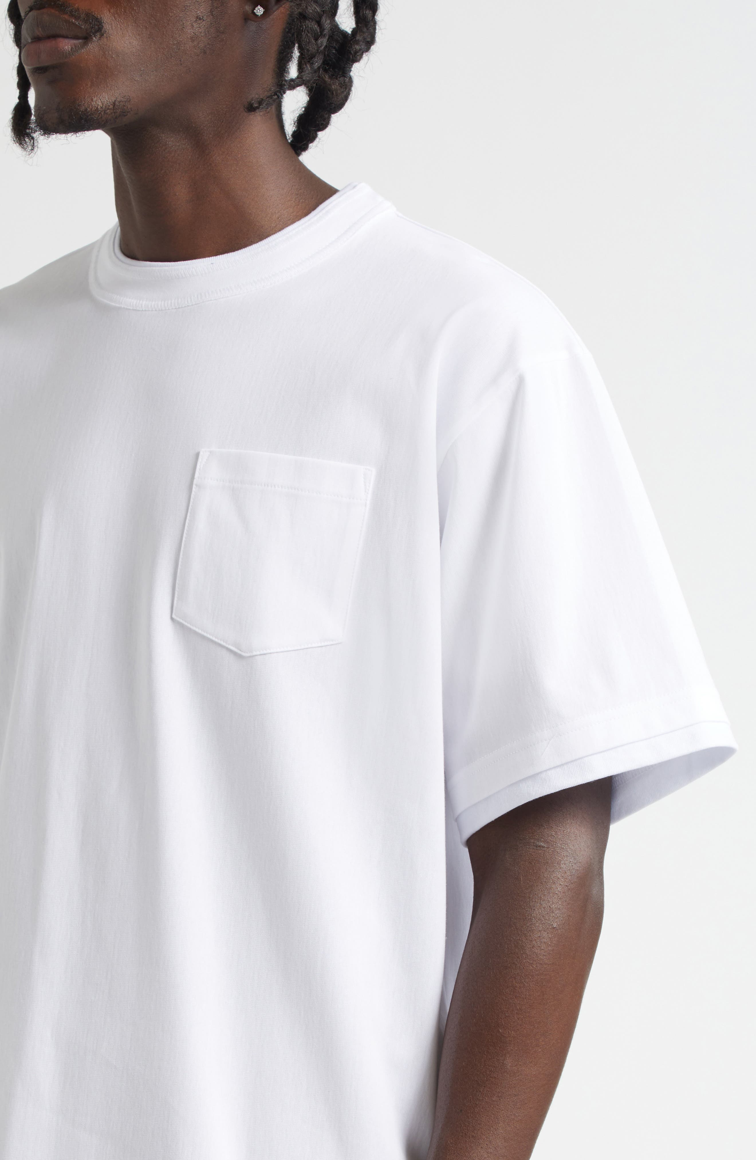 Sacai Layered Cotton Jersey Pocket T-Shirt in White at Nordstrom - 4