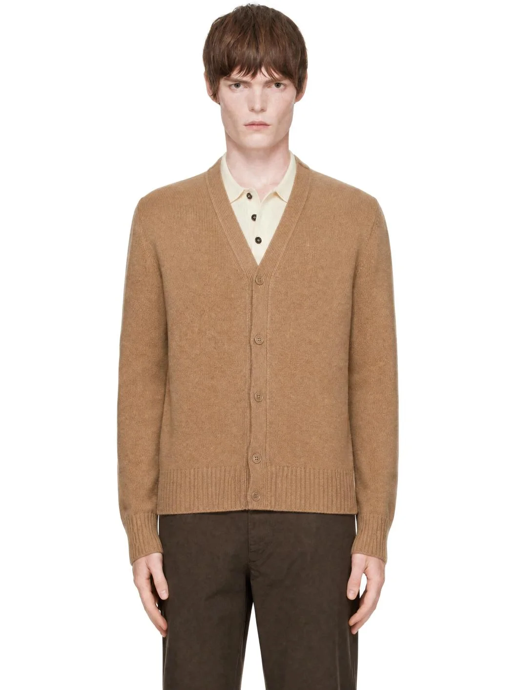 Beige Cashmere Tonal Ami de Coeur Cardigan - 1