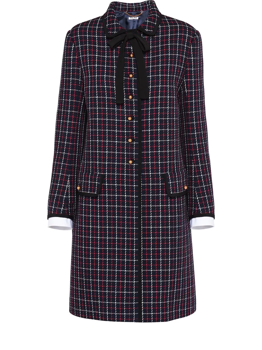 checked long-sleeved dress - 1