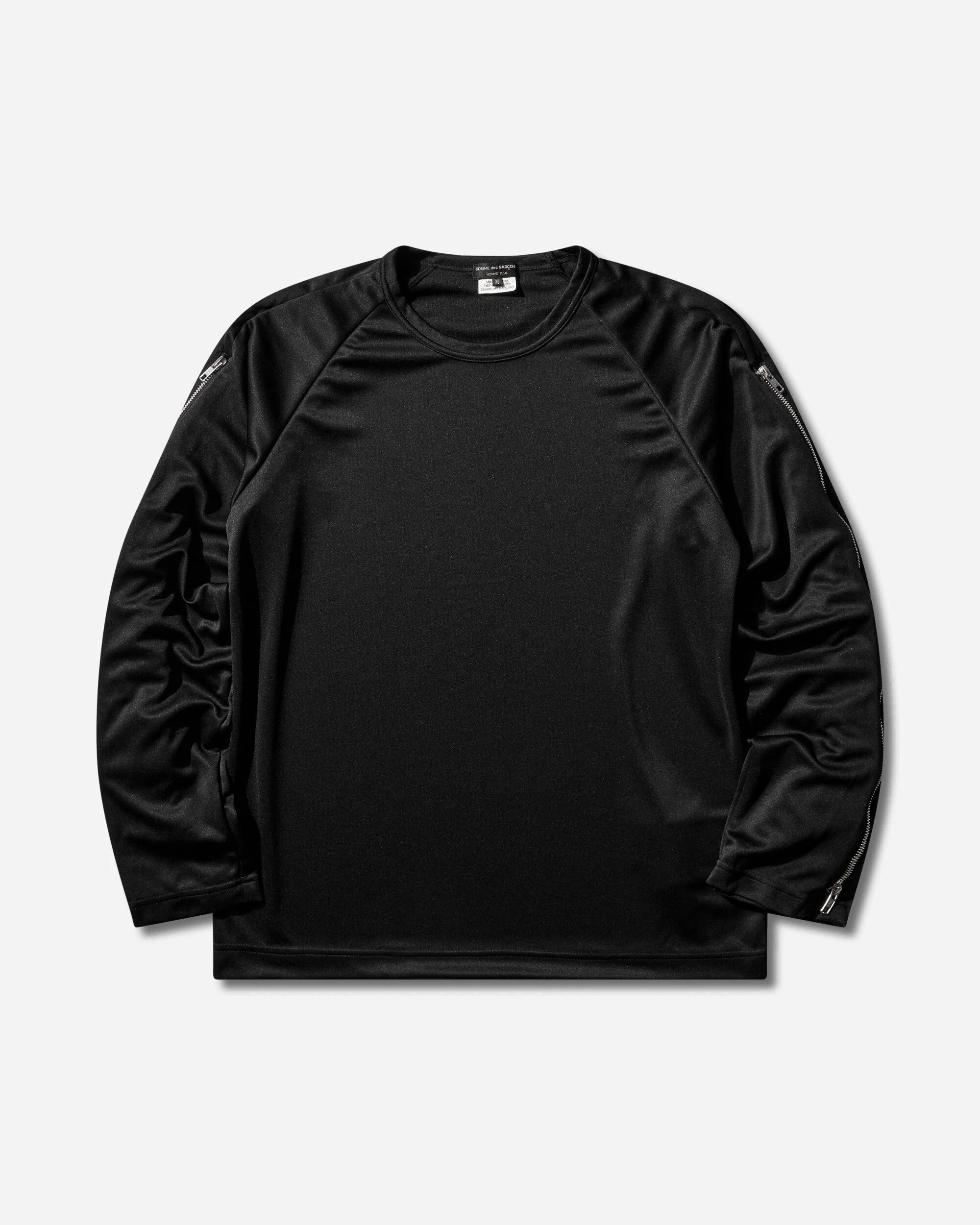 Men's Zipped Ruffle Sleeves T-Shirt Black - 1