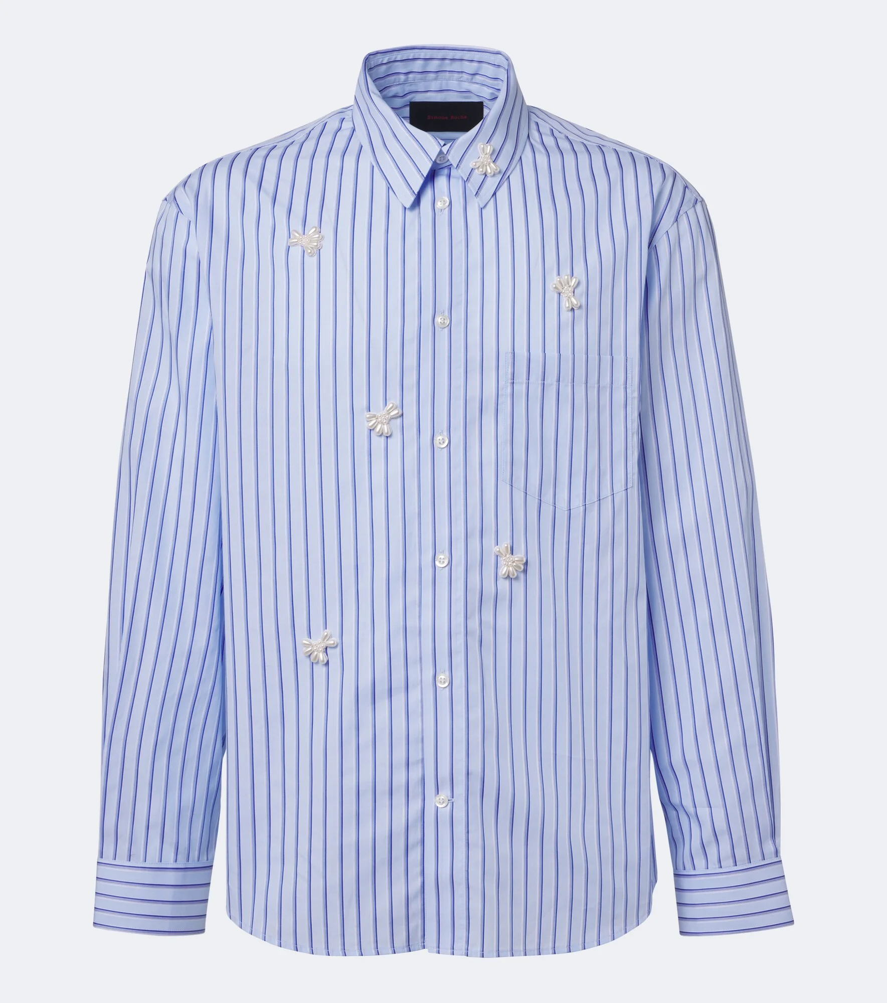 Embellished striped cotton poplin shirt - 1