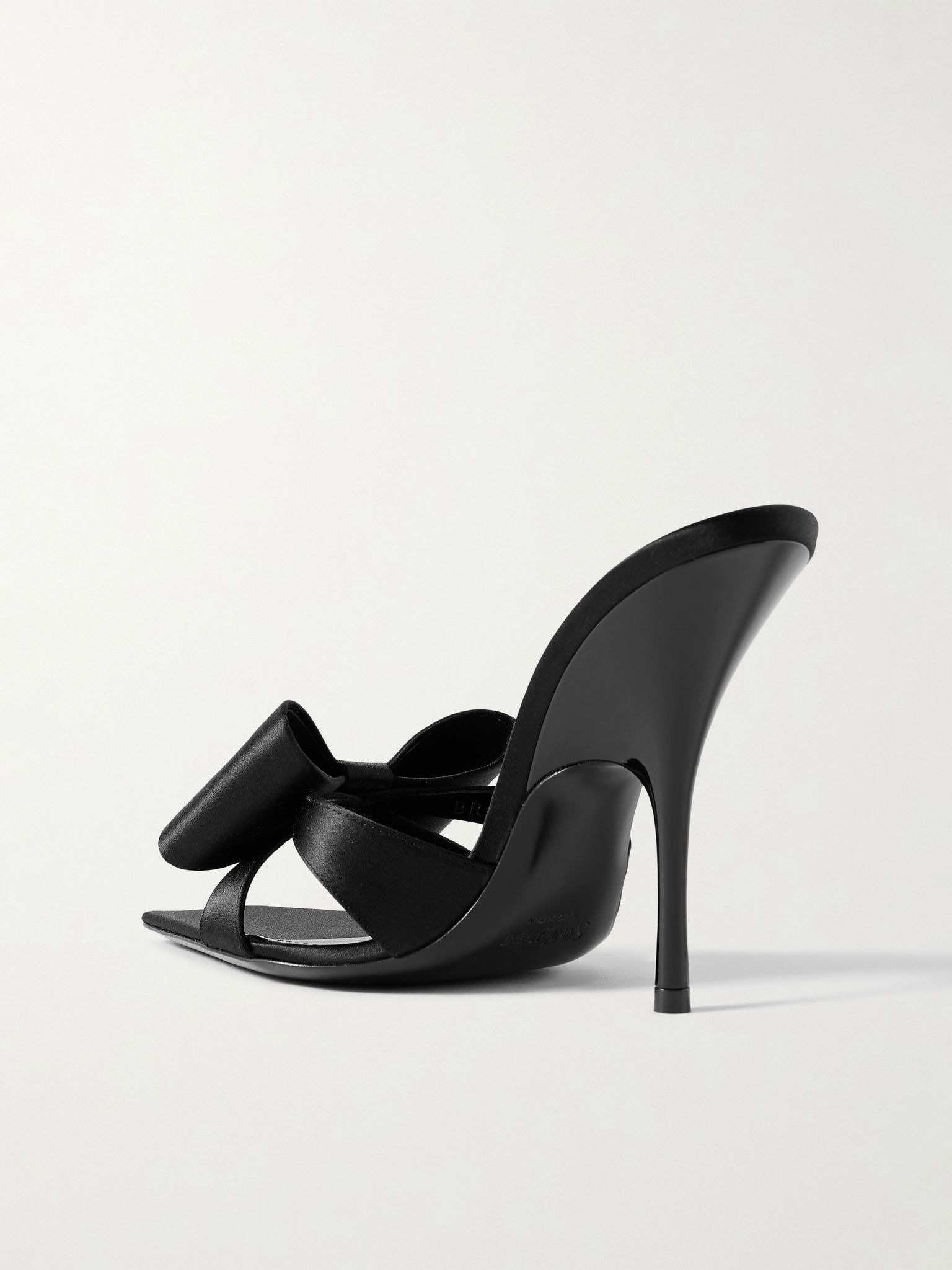 Tuxedo bow-embellished satin mules Black - 3