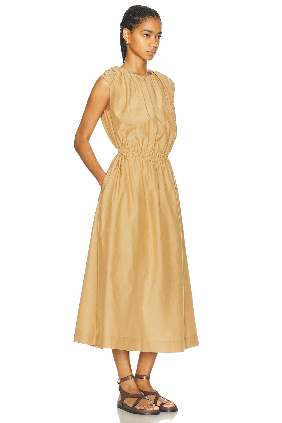 Aphrodite Long Sleeveless Dress With Gathers - 2
