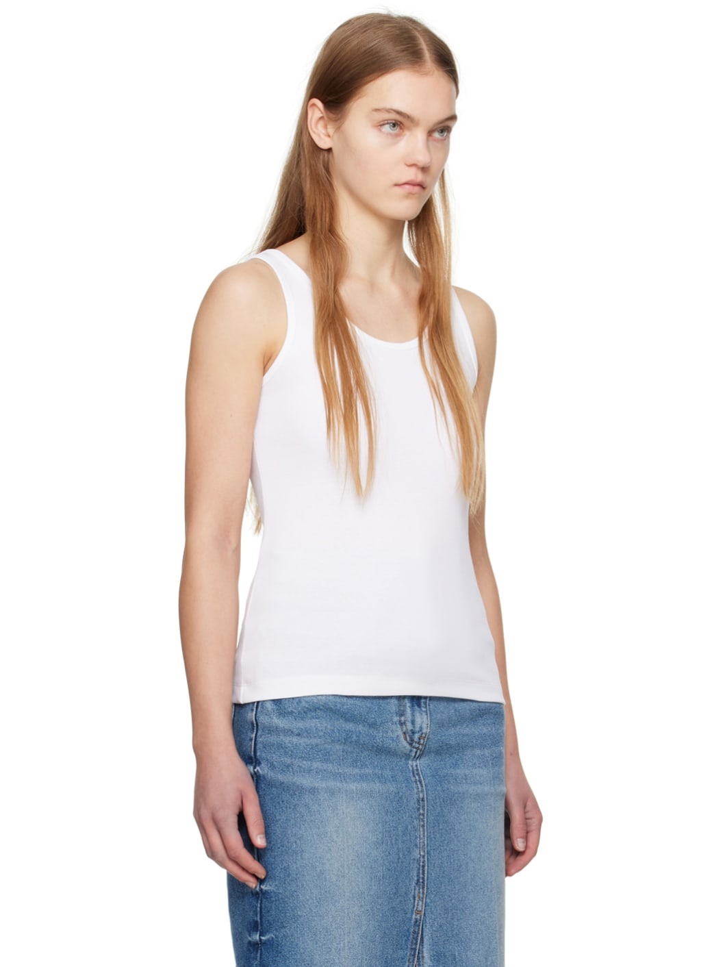 White Scoop Tank Top - 2