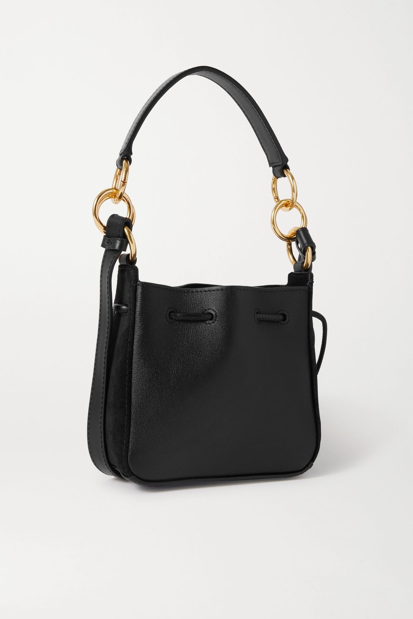 Tony small suede and textured-leather bucket bag - 3