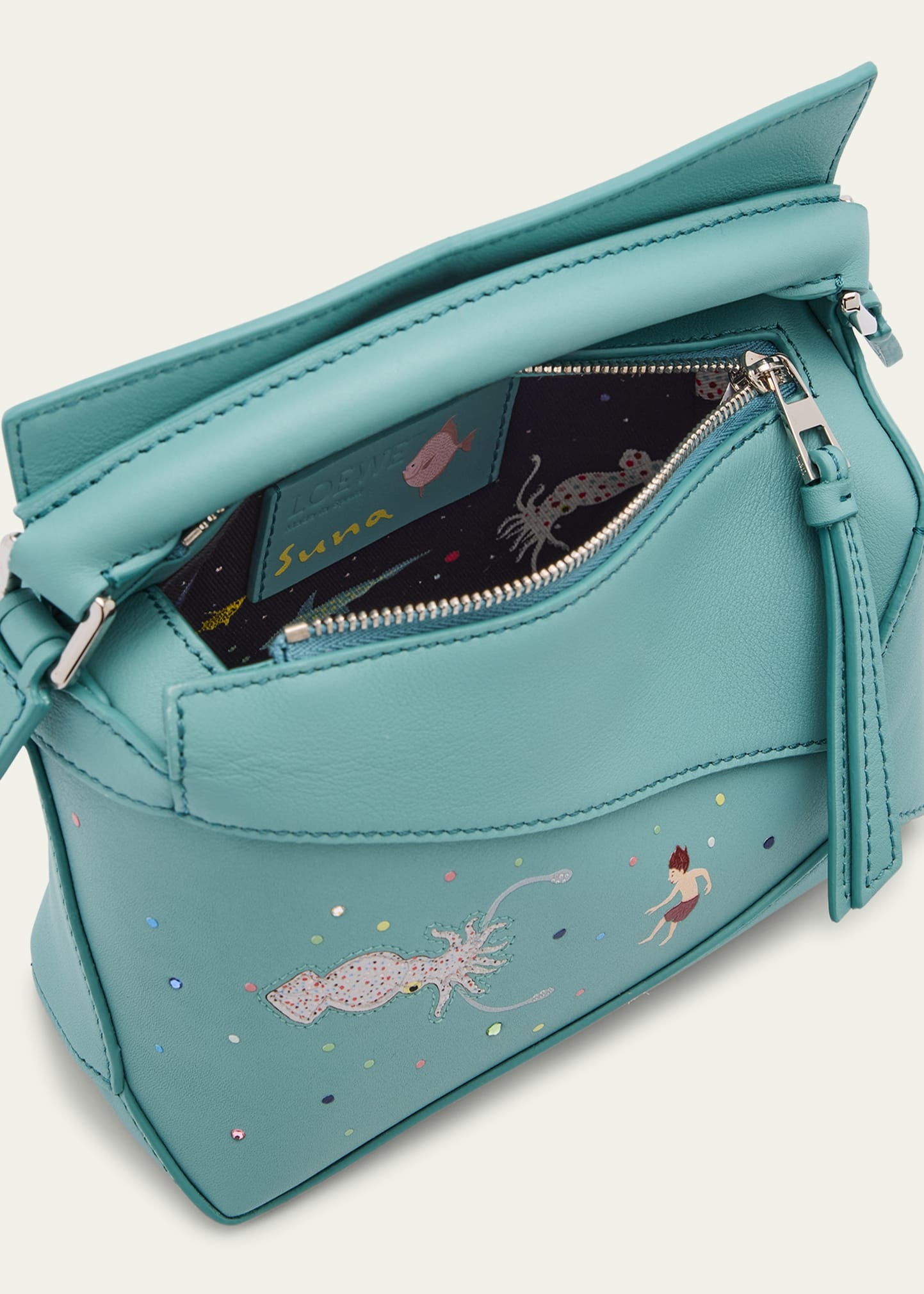 x Sunna Fujita Puzzle Edge Mini Squid-Print Shoulder Bag in Leather - 4