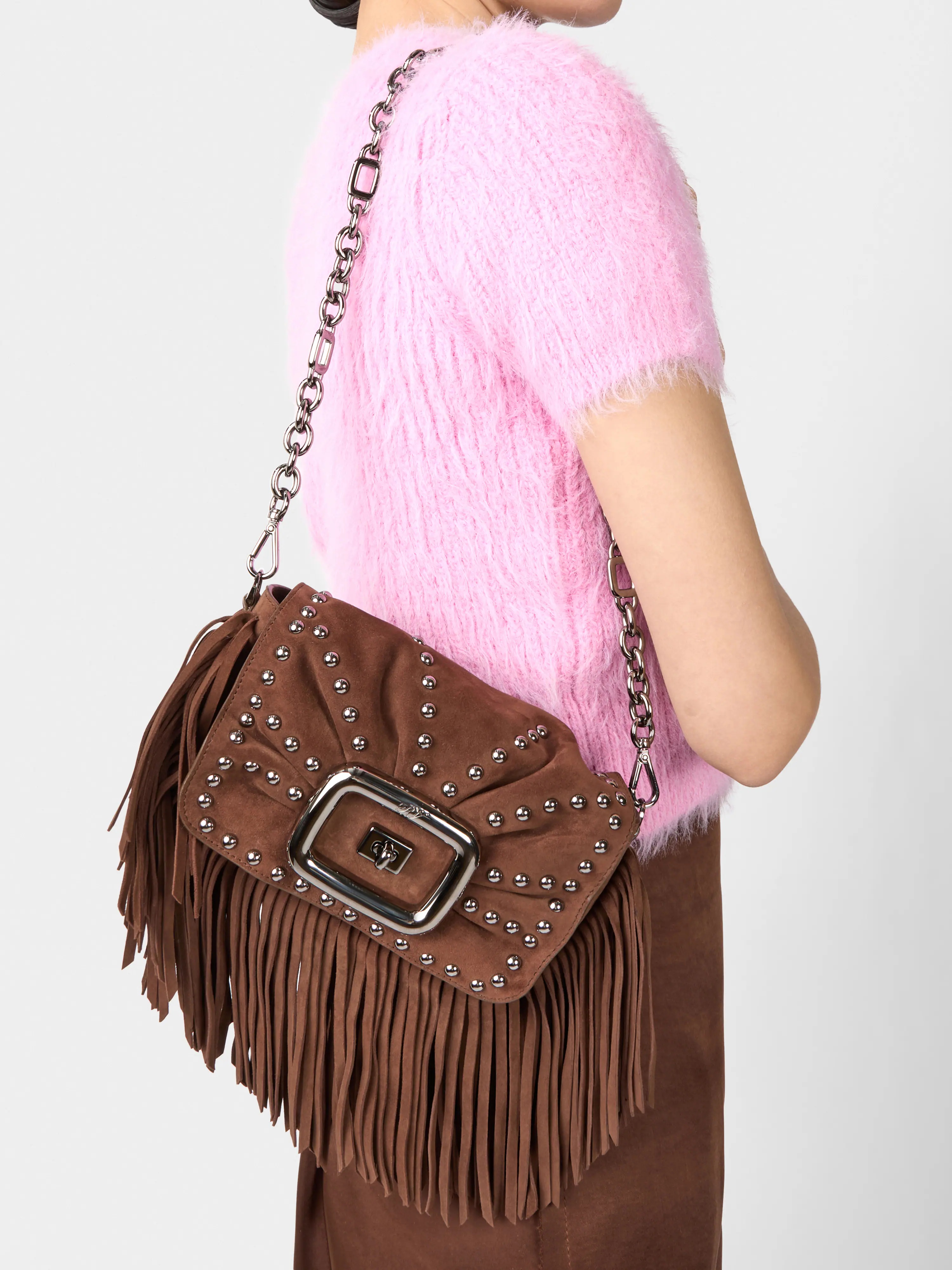 Viv' Choc Mini Bag in suede - 8