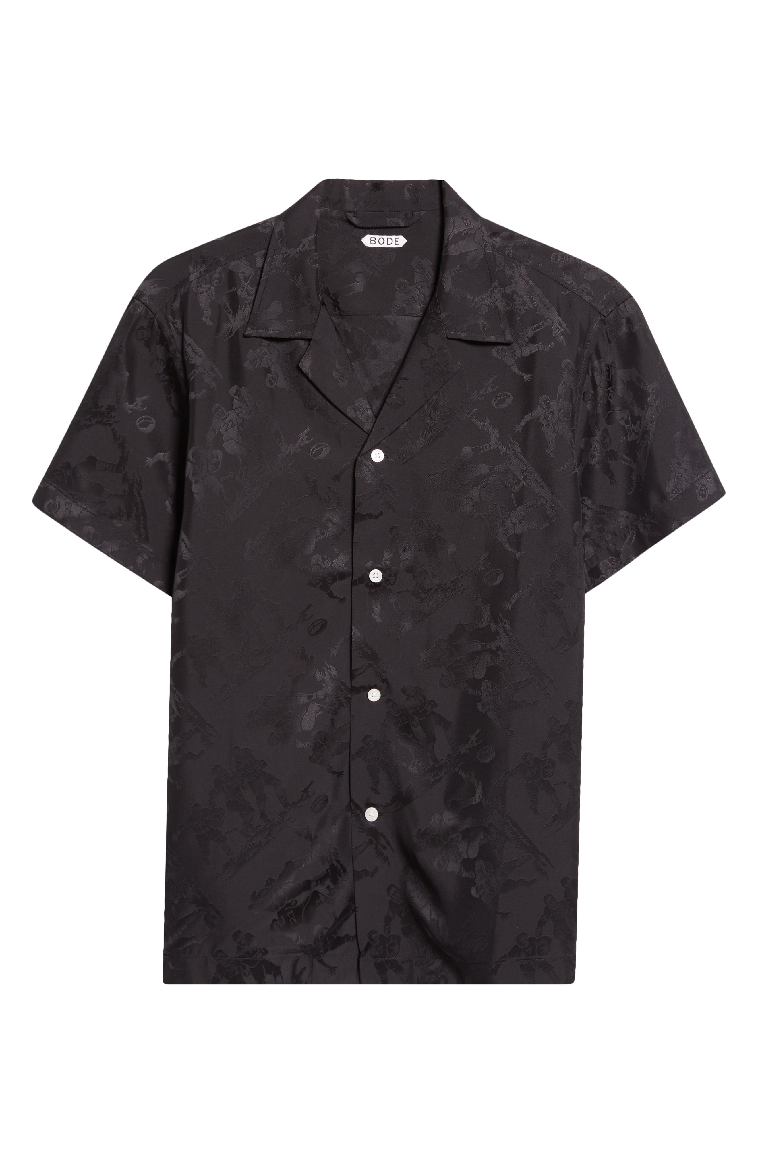 Bode Football Jacquard Bowling Shirt in Black at Nordstrom - 6