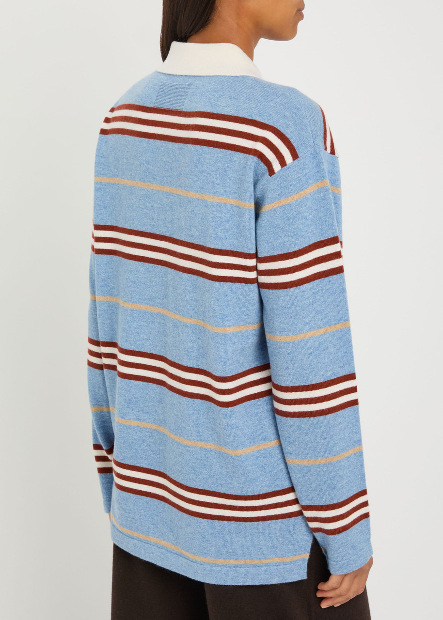 Guest In Residence Striped Cashmere Polo Jumper - 3
