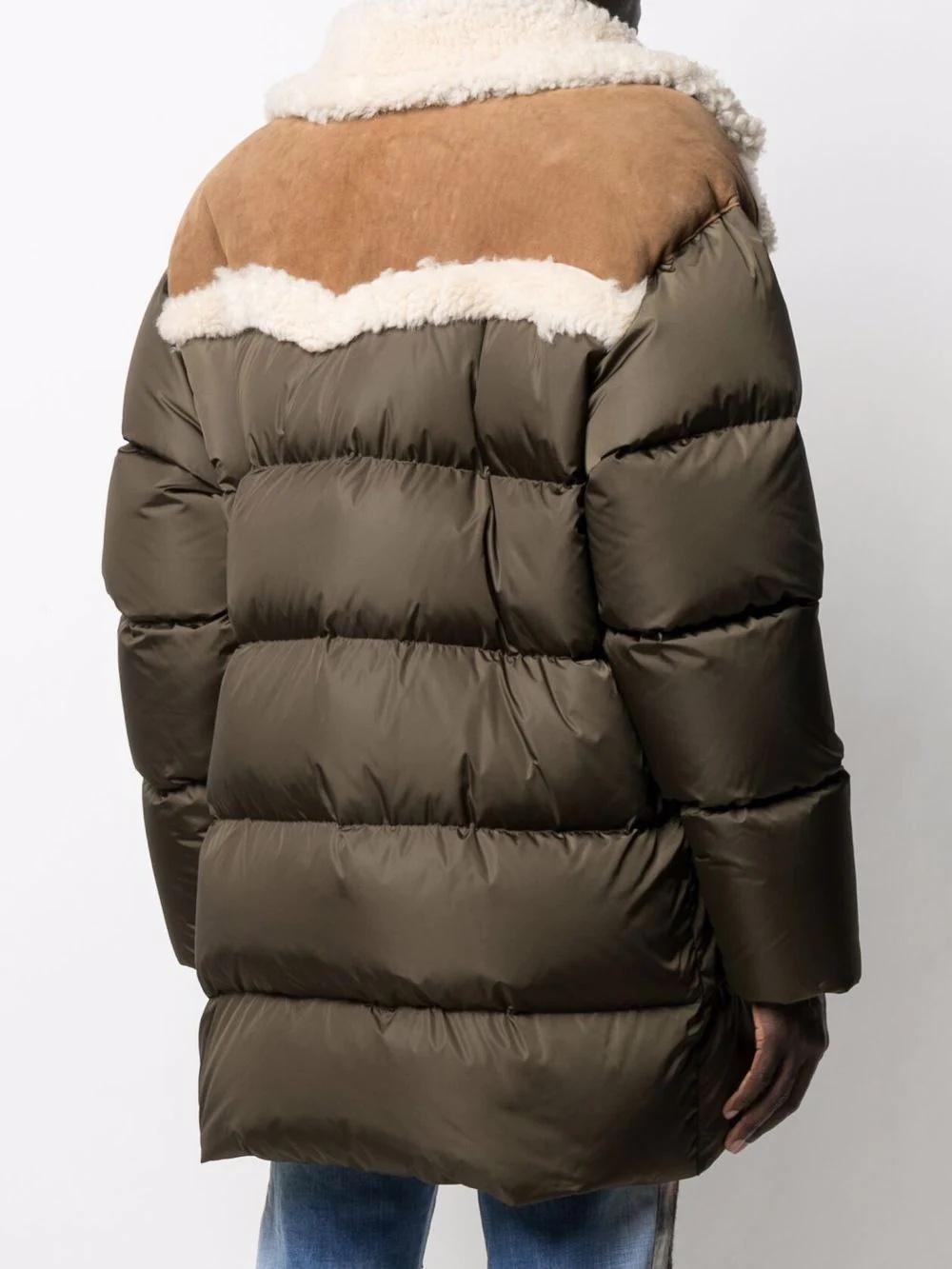 faux shearling-lined padded coat - 4