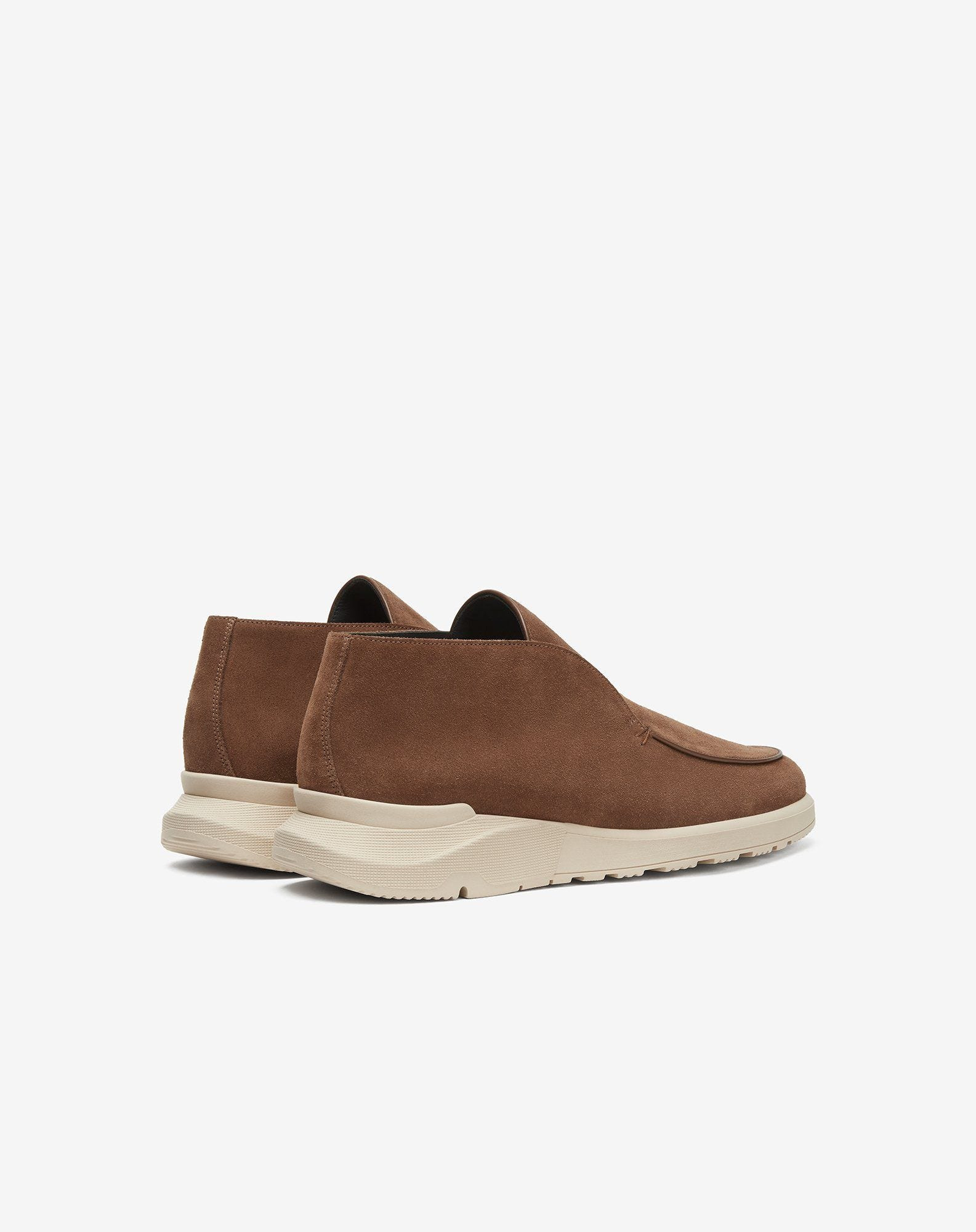 Taupe suede slip-on loafers - 3